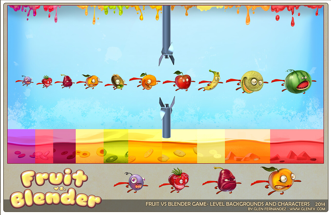 Level backgrounds and characters.
