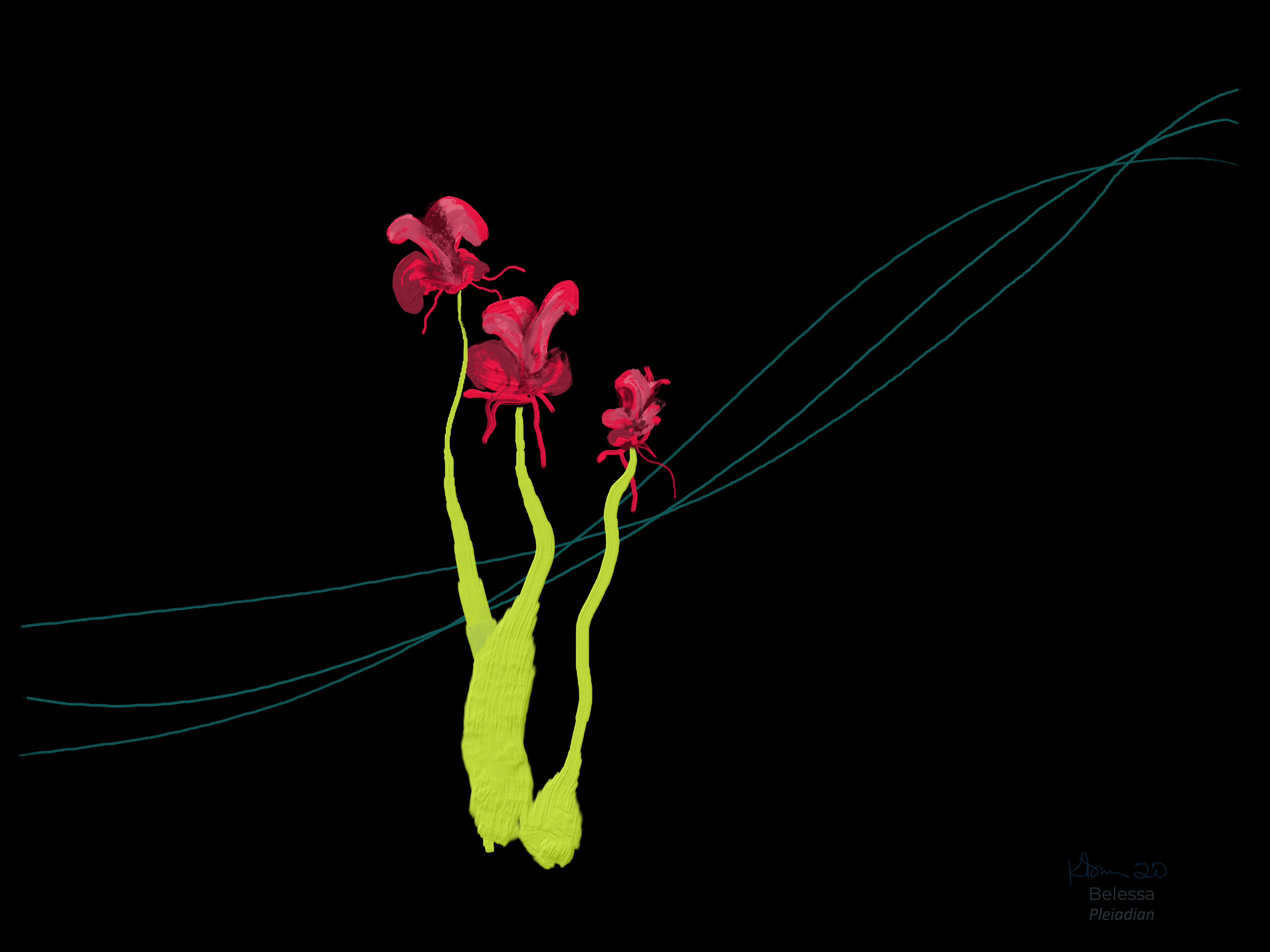 Three Flowers :: Channeled Art - Pleiadian