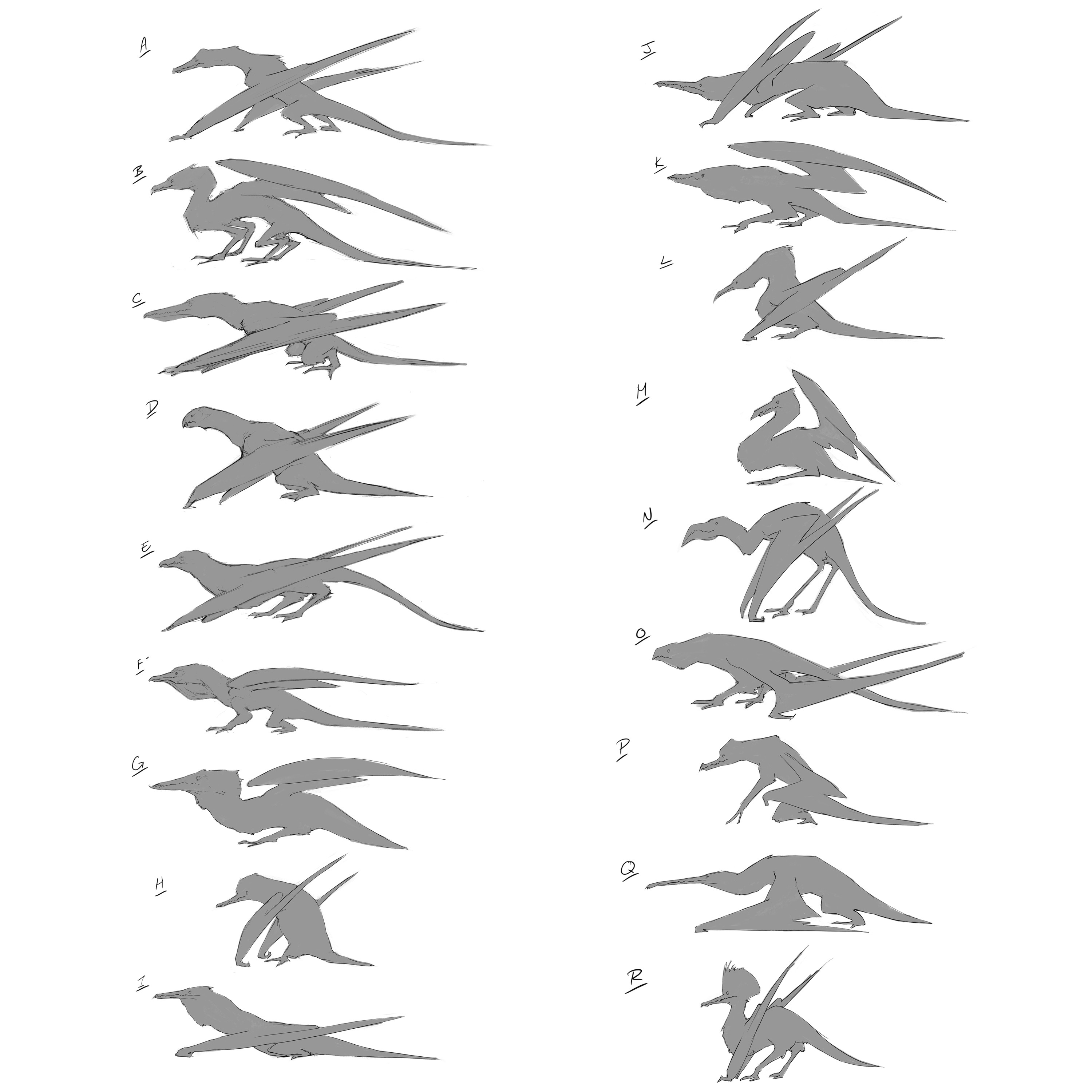 Early dragon silhouettes