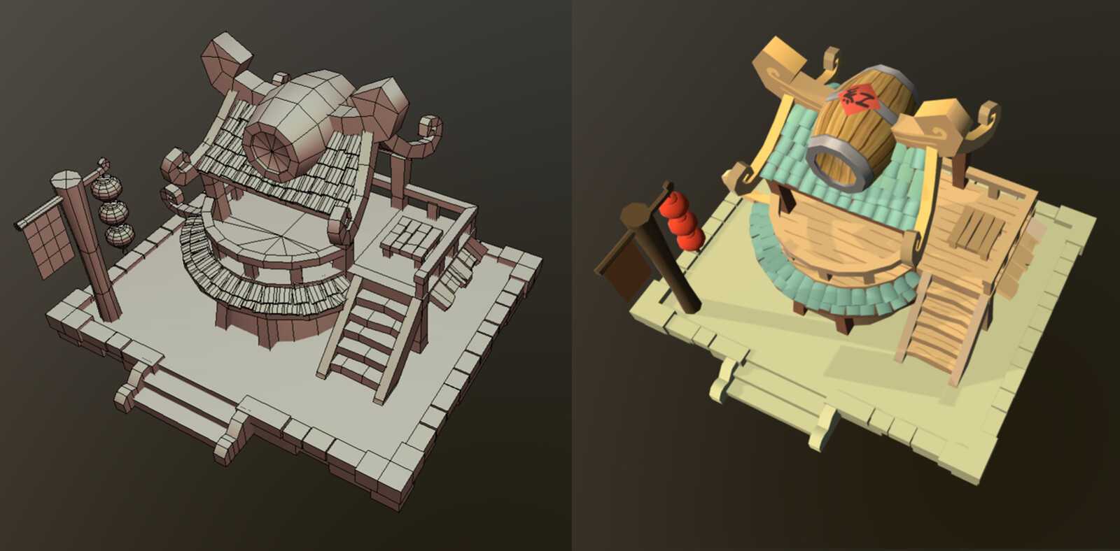 Progress shot. I have made a few minor design changes from the original concept. I present the finished model and base colours done. Started with details of the roof.