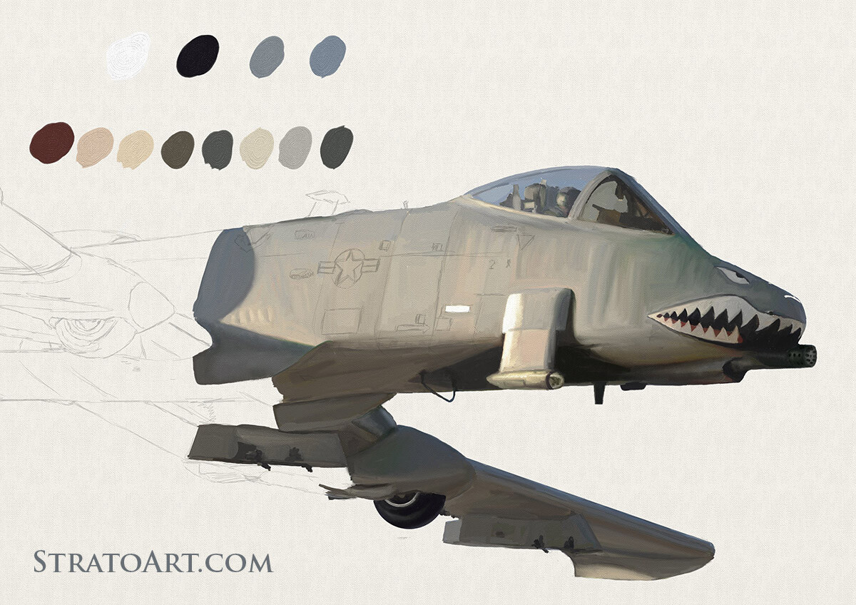 Thunderbolt II. Digital Aviation Art. Work in Progress. ArtRage Digital Painting.