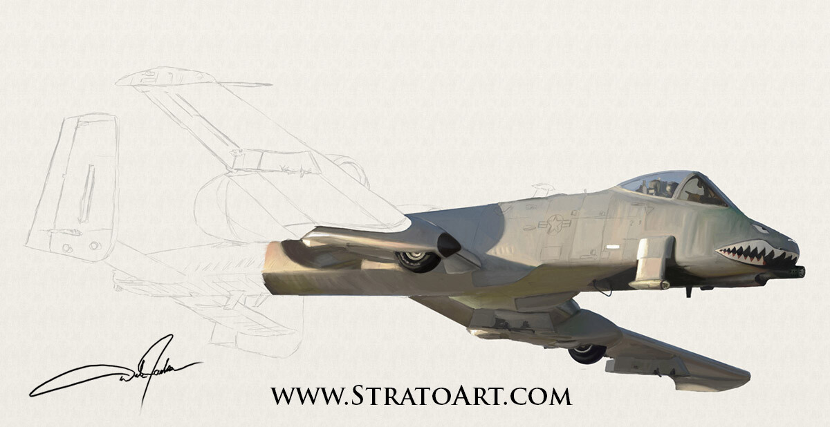 Thunderbolt II. Digital Aviation Art. Work in Progress. ArtRage Digital Painting.