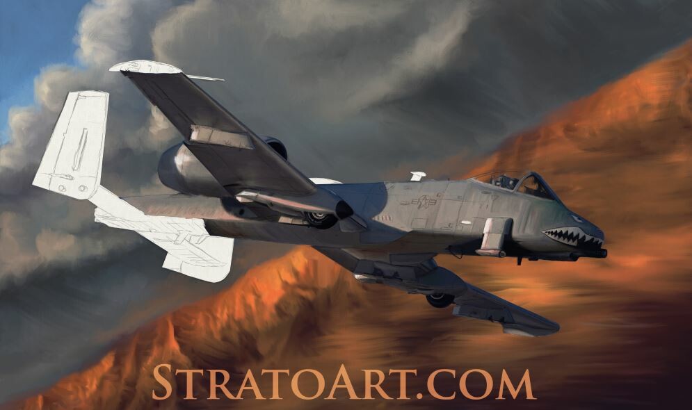 Thunderbolt II. Digital Aviation Art. Work in Progress. ArtRage Digital Painting. Finalized in Adobe Photoshop.