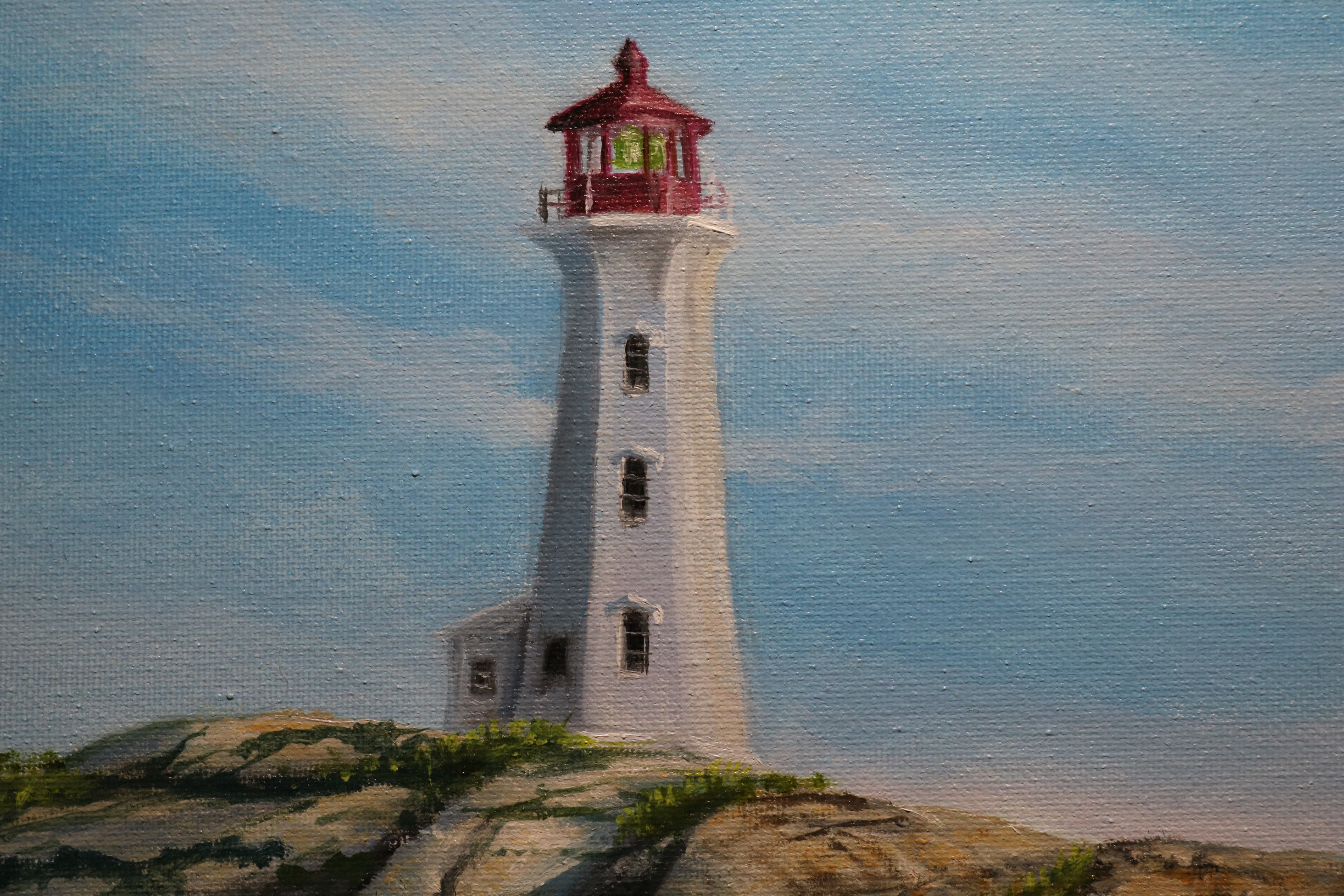 Peggys Point Lighthouse. Oil painting. Work in progress