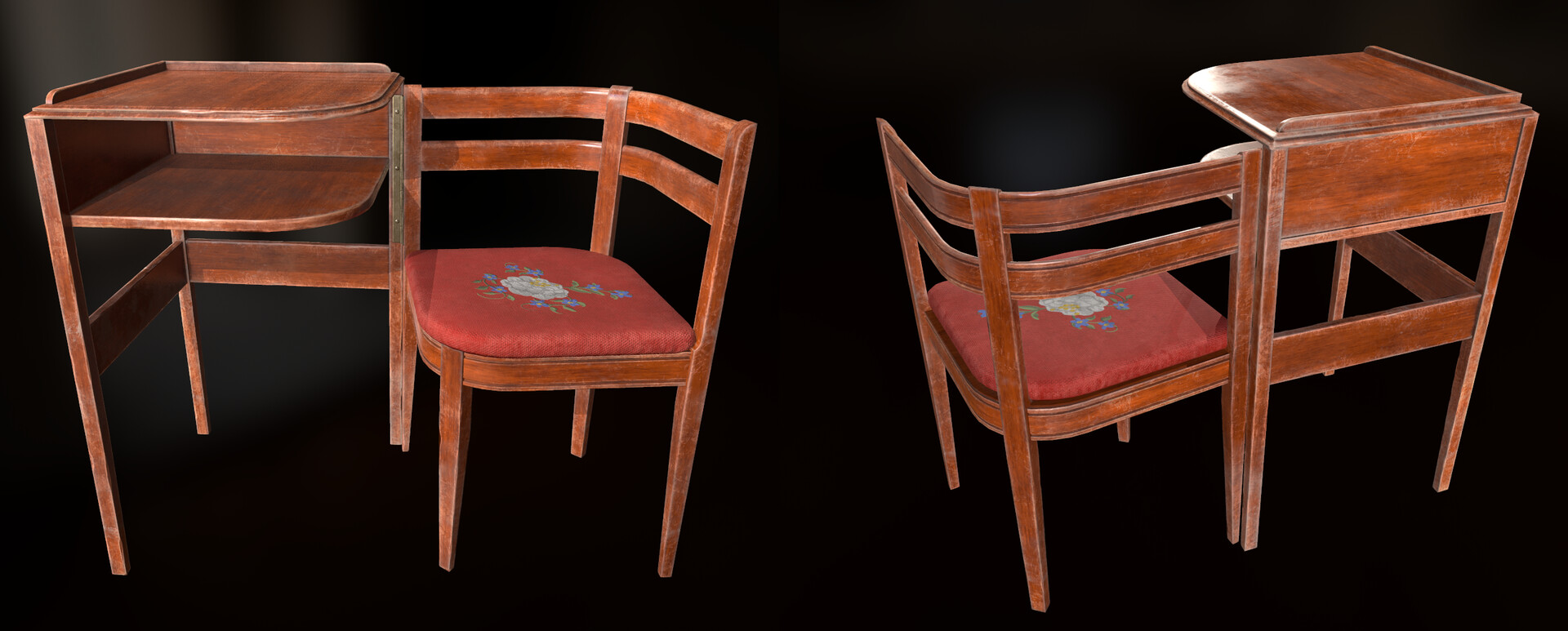 folding desk and chair combo