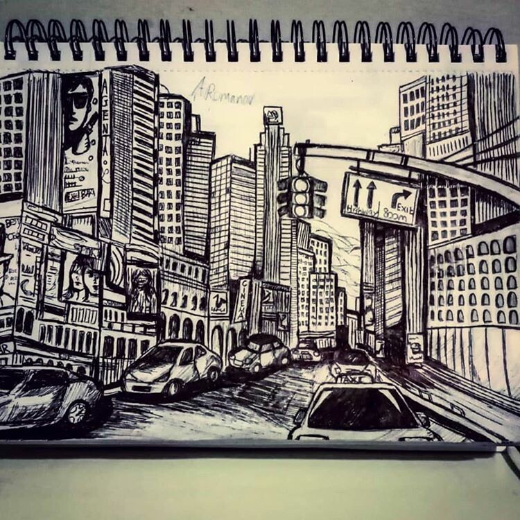 Drawing New York City Illustration Cityscape Sketch, cityscape, angle,  building png | PNGEgg
