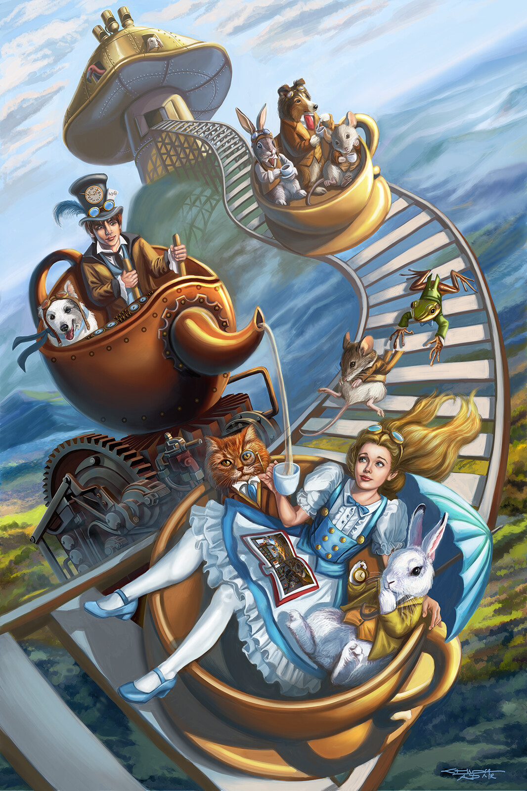 Steampunk Alice and Mad Hatter Roller Coaster Tea Party