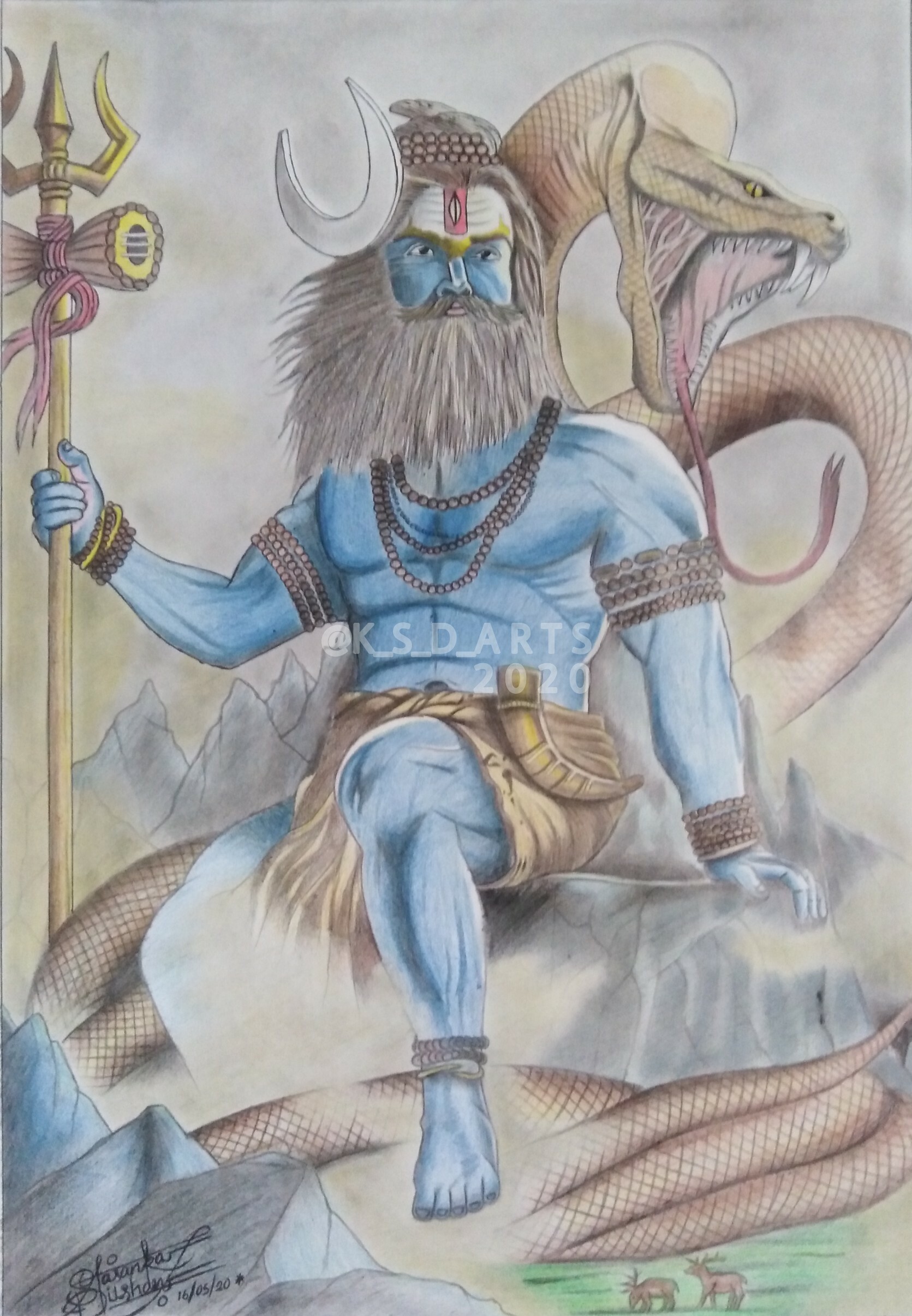 Shiv Ji Painting by Manraj Singh