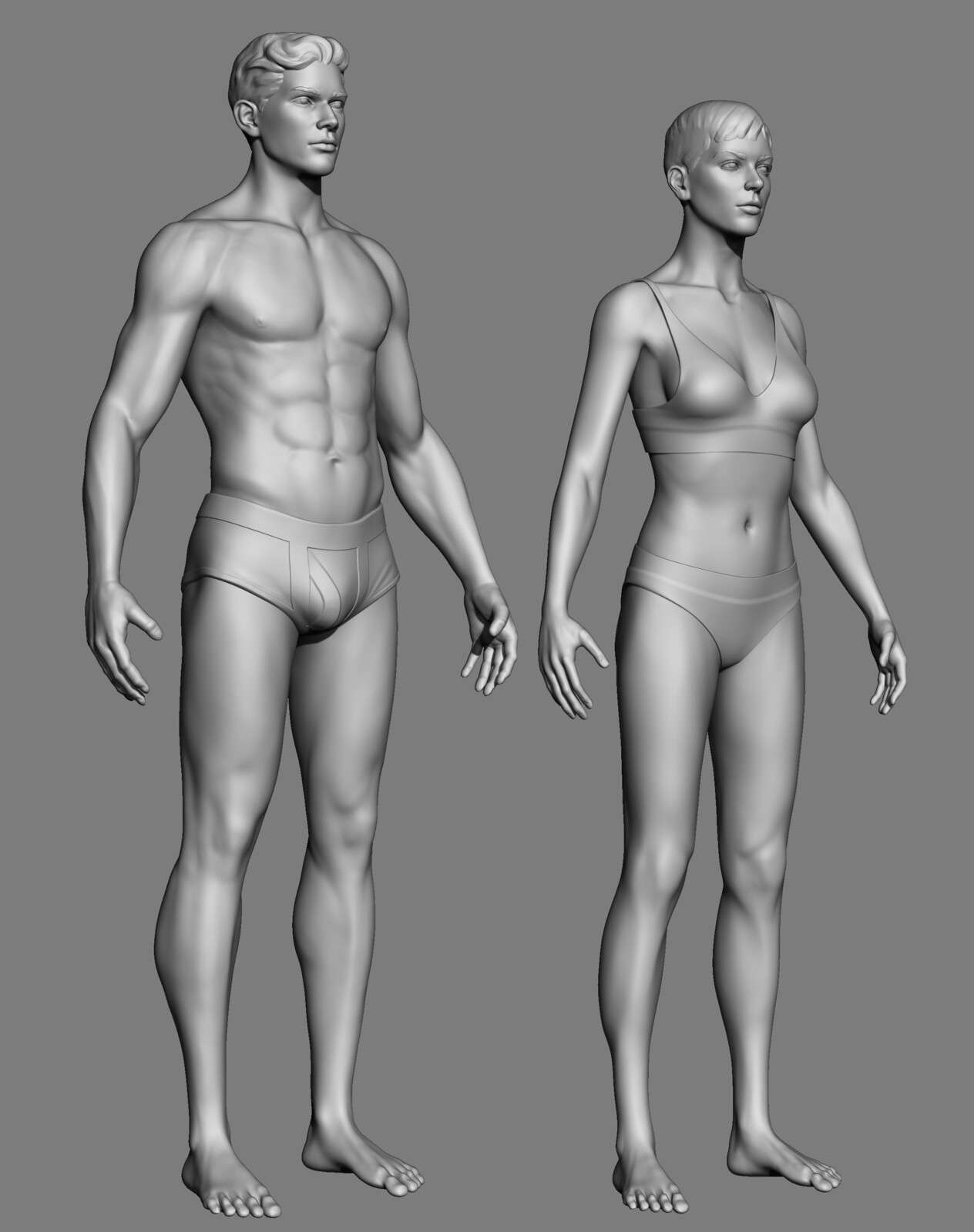 ZBrush renders! In their natural A-Pose 