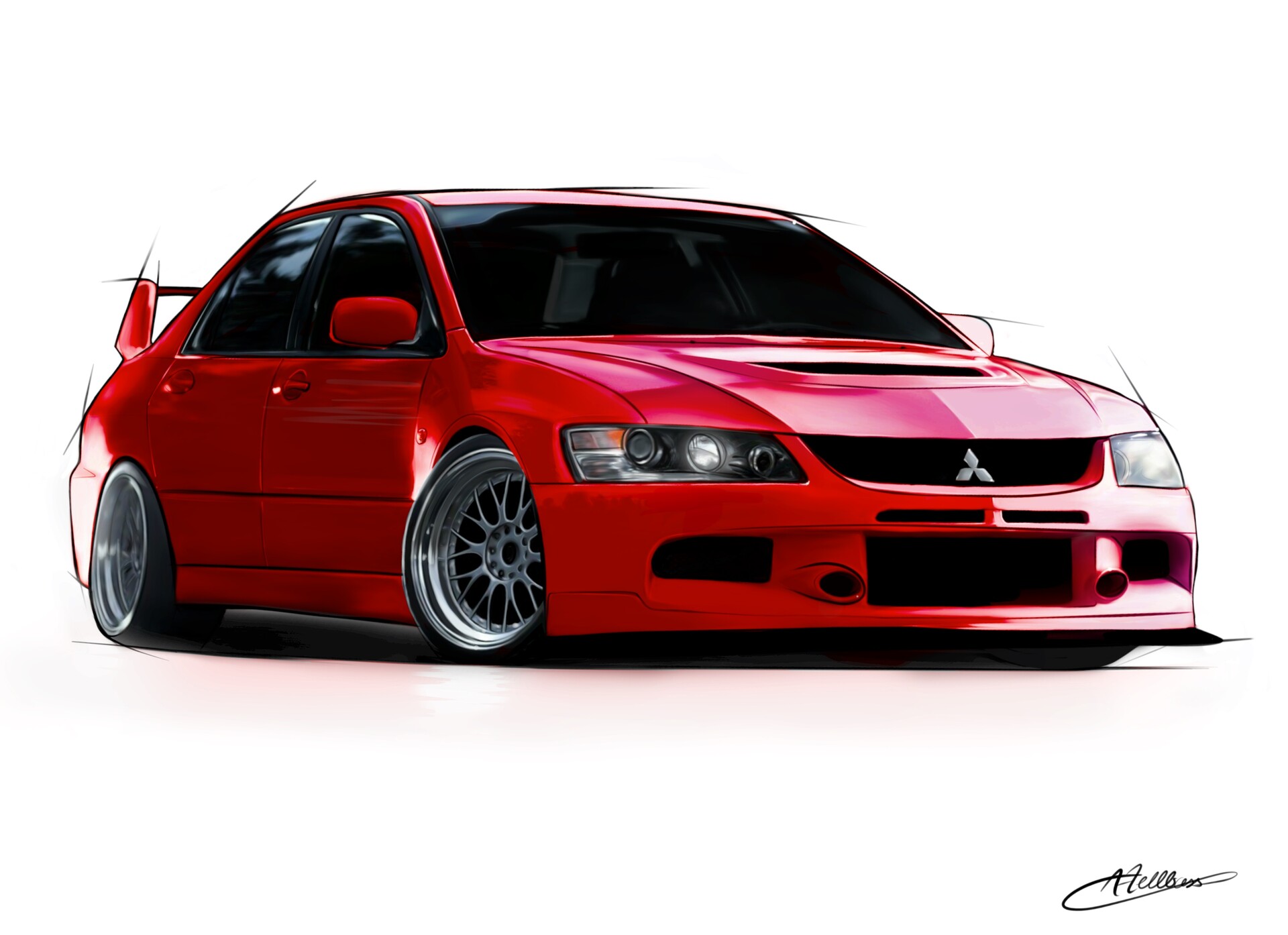 Artstation - Mitsubishi Evo 9 Drawing