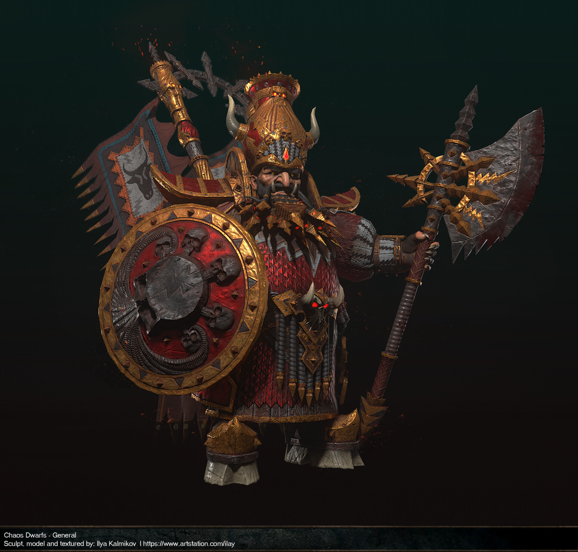 Artstation Chaos Dwarf General Possessed By Hashut Warhammer Total War 3 Fan Art