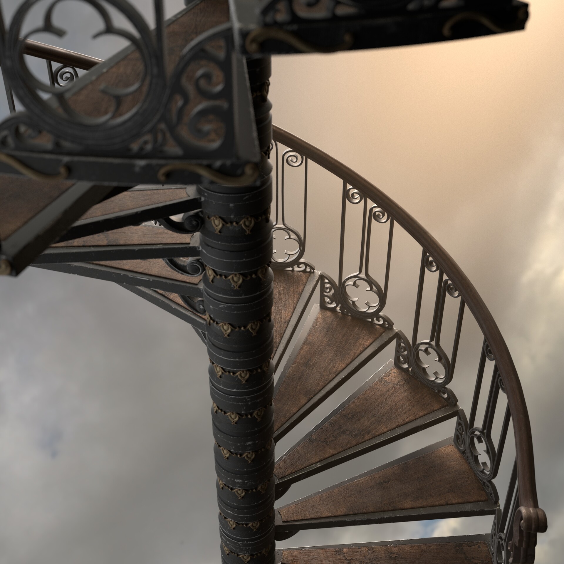 Artstation Steampunk Spiral Staircase 
