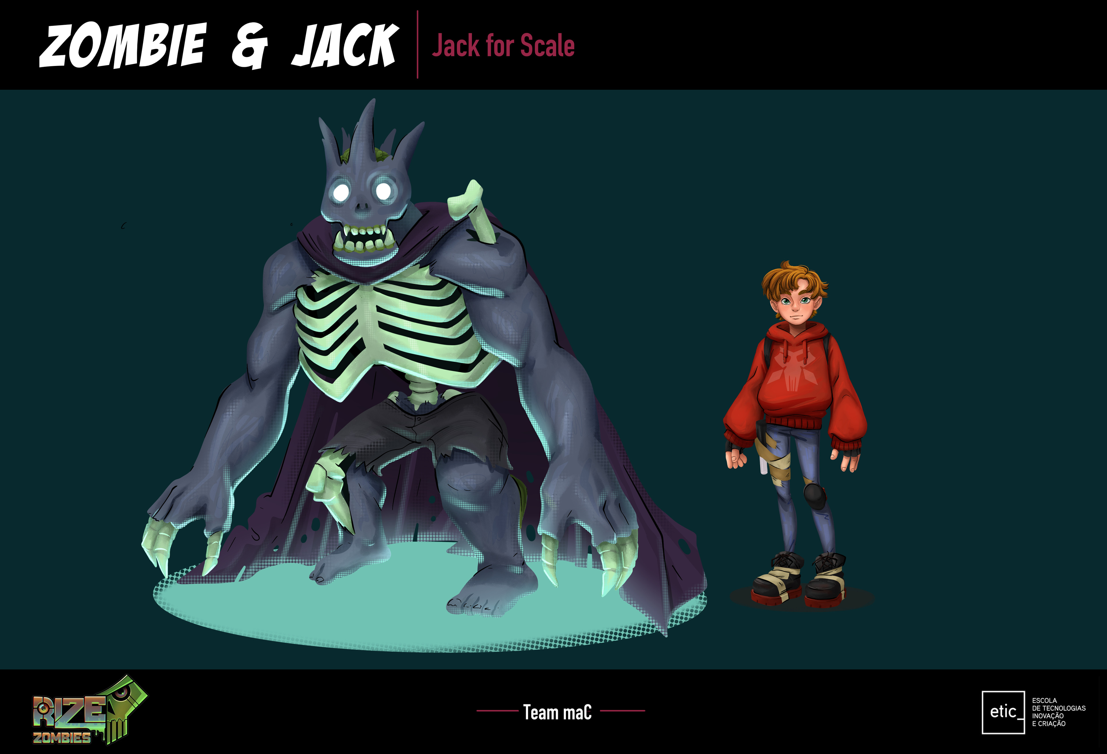 We decided to go with a Zombie King, but we wanted to keep a very contrasting silhouette compared to Jack. This Zombie would call on his lackeys to fight for him.