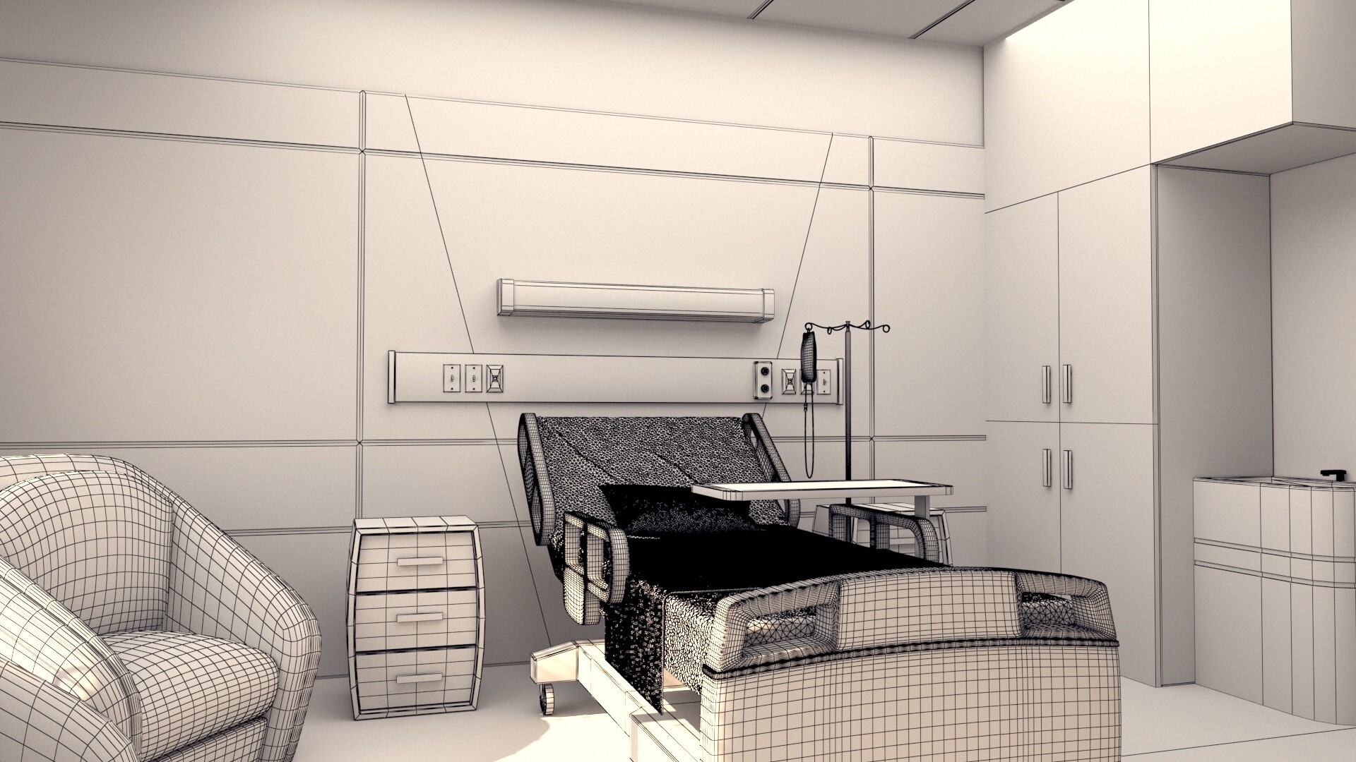 Ozkan Ozdemir Cartoon Hospital Room 3d Model