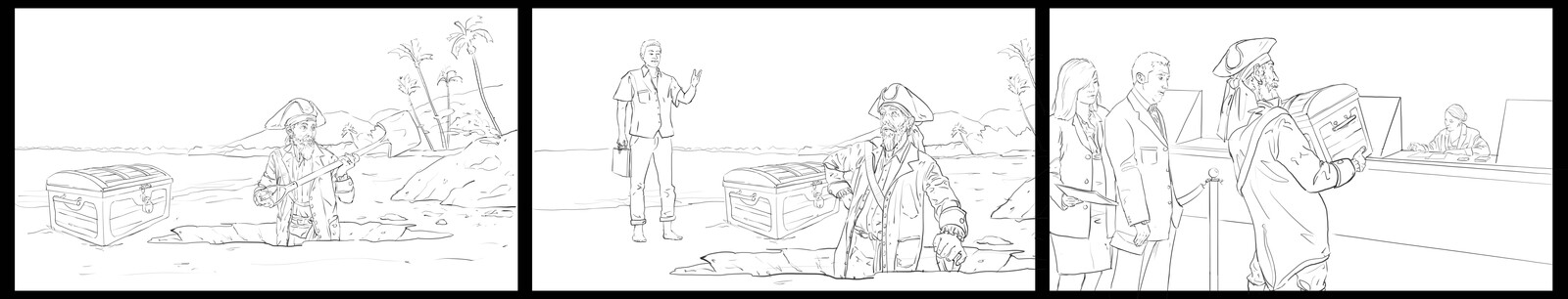 Various storyboard sequences done for ads