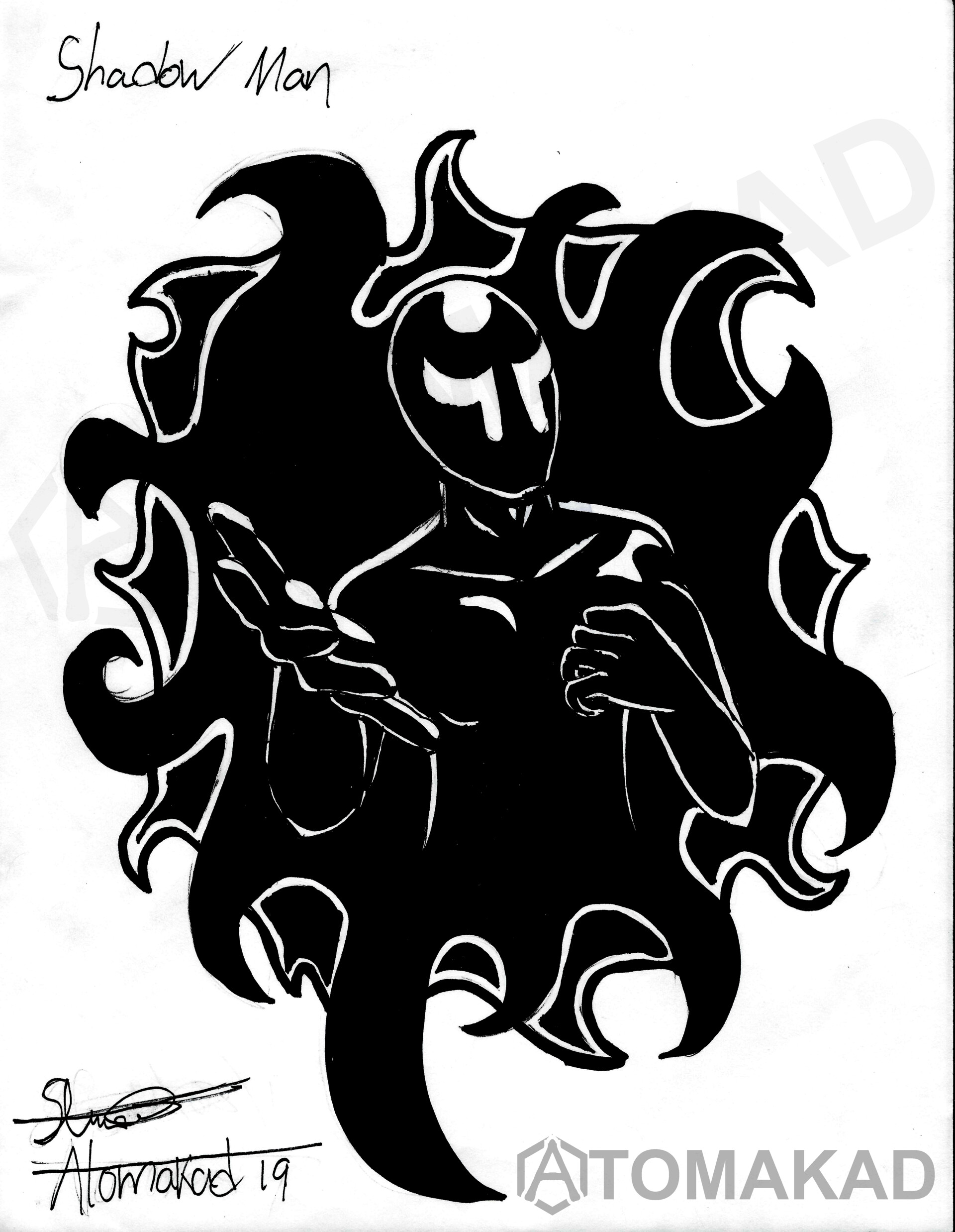 Artstation Shadow Man Ink Drawing 2020 Stewart Gingerich
