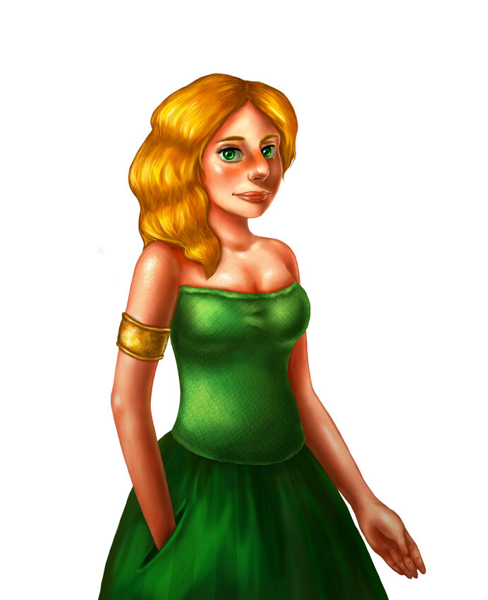 anna in green dress