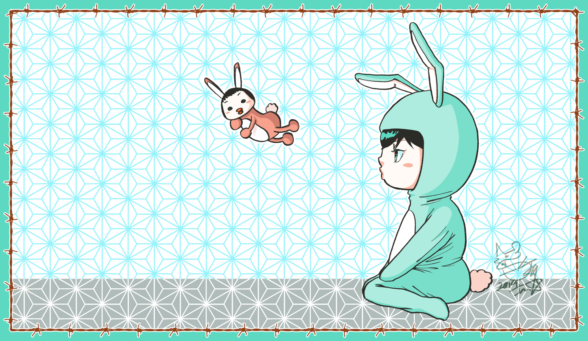 Umanari Inu 旧ブログのためのヘッダーイラスト 色違い