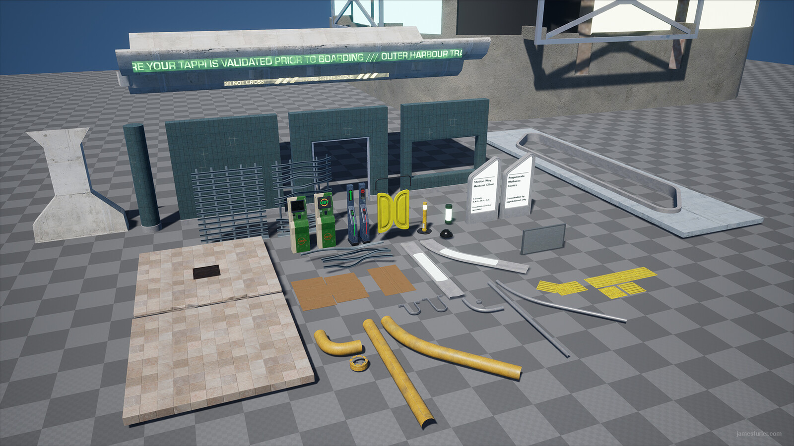 Overview of all the assets used in the scene