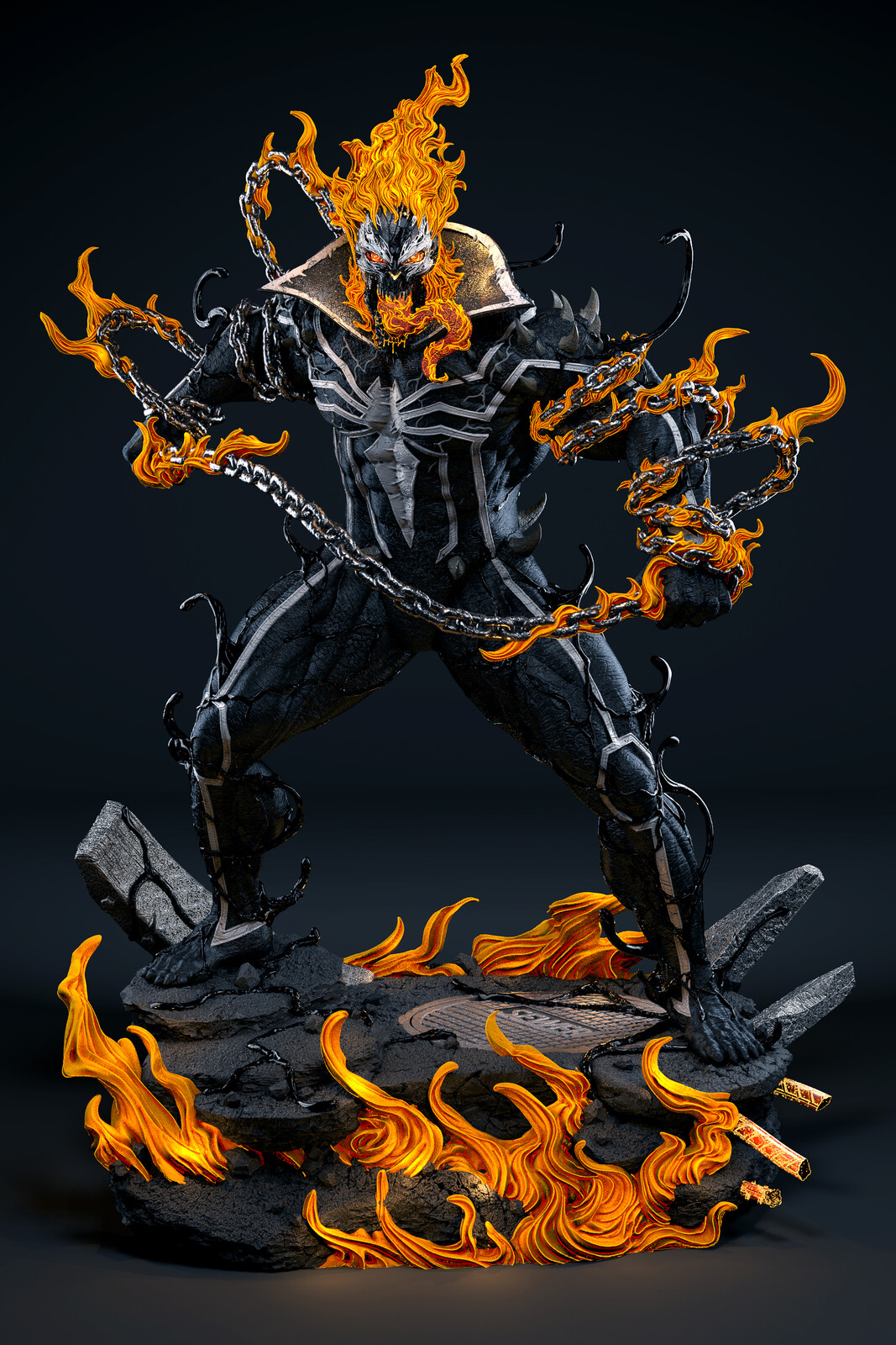 blue flame venomized ghost rider