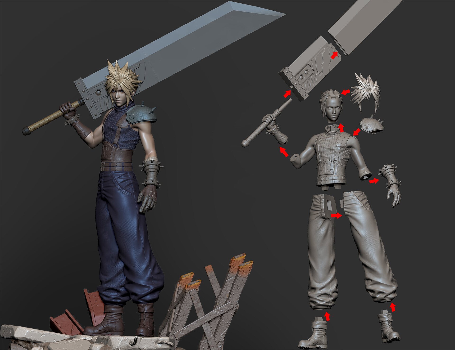 Artstation Final Fantasy 7 Remake Cloud Strife 克勞德 For 3d