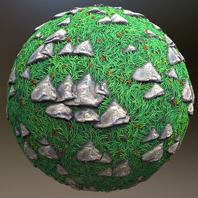 J a miller stylized grass and stone 8c sphere