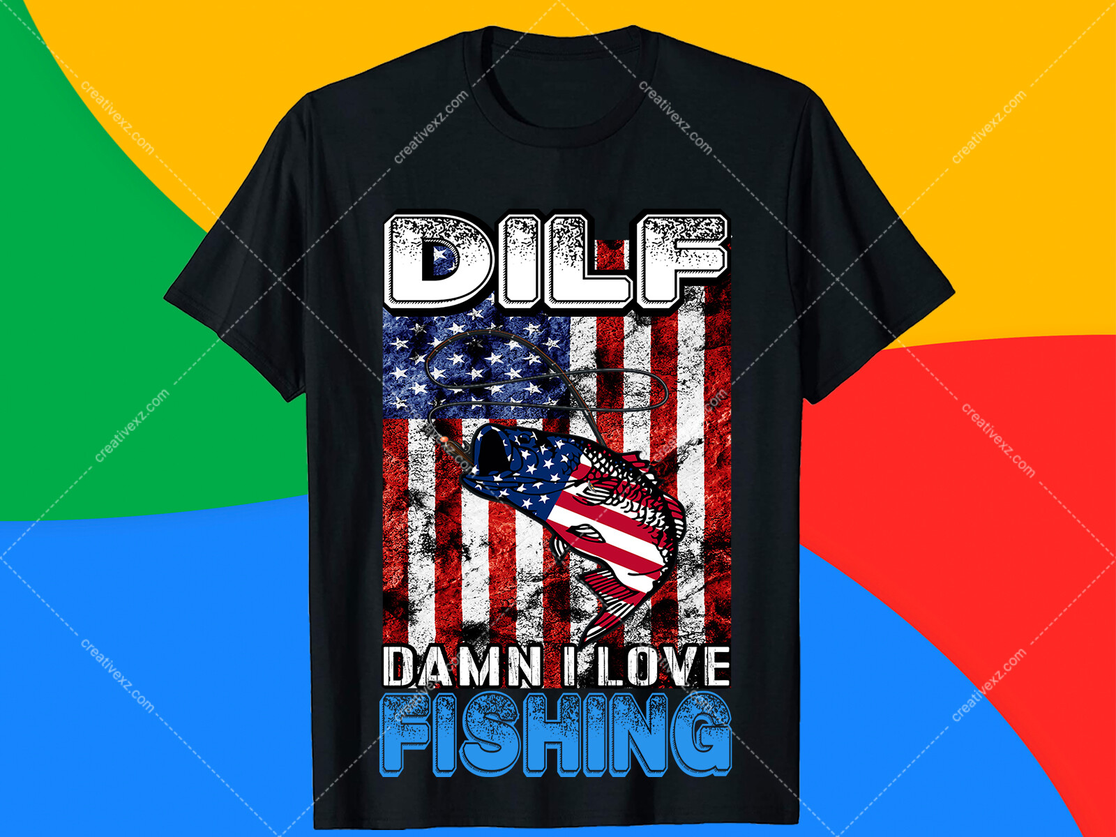 Fishing Quotes T-Shirt Design, Dilf Damn I Love Fishing Graphic by