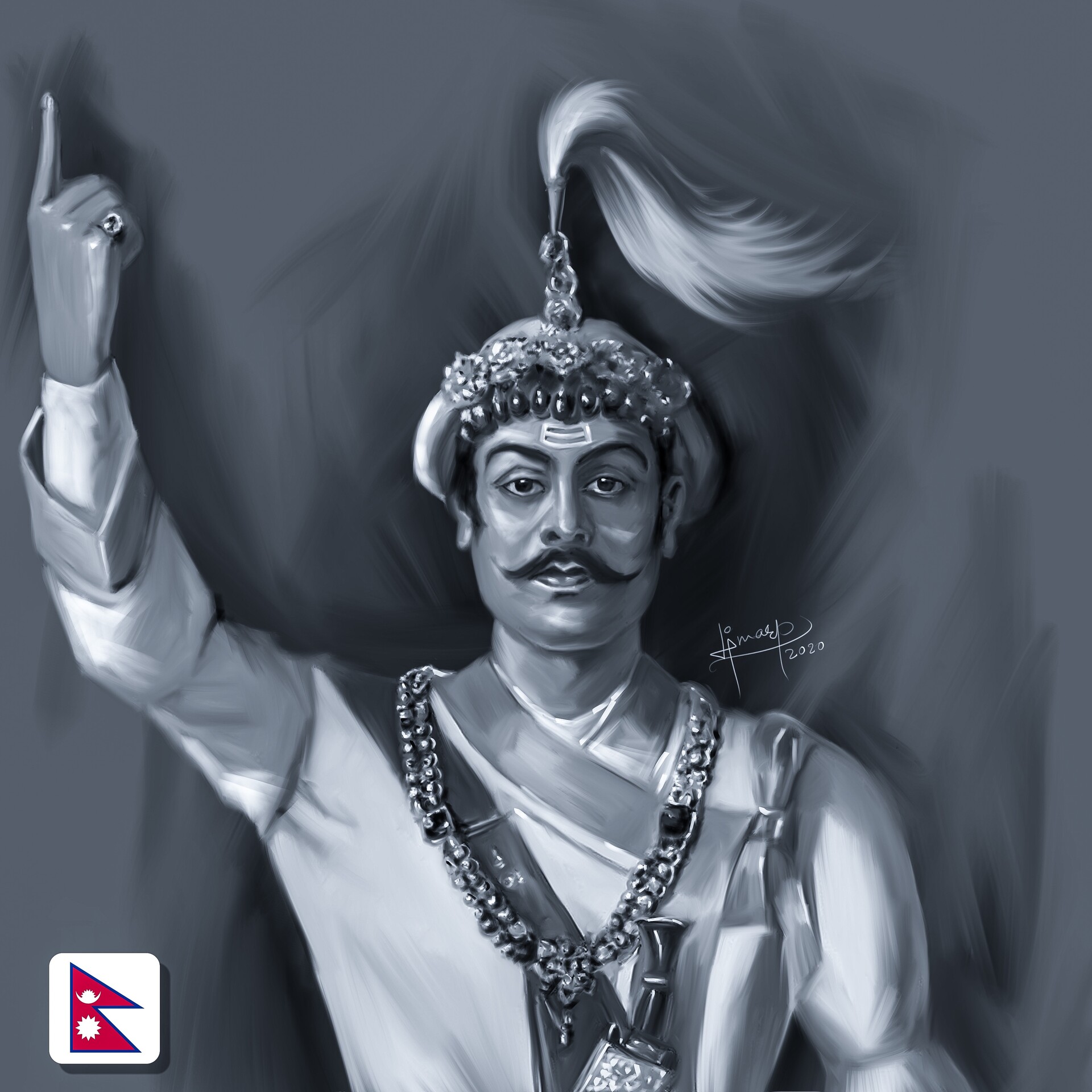Artstation Digital Portrait Painting King Prithvi Narayan Shah
