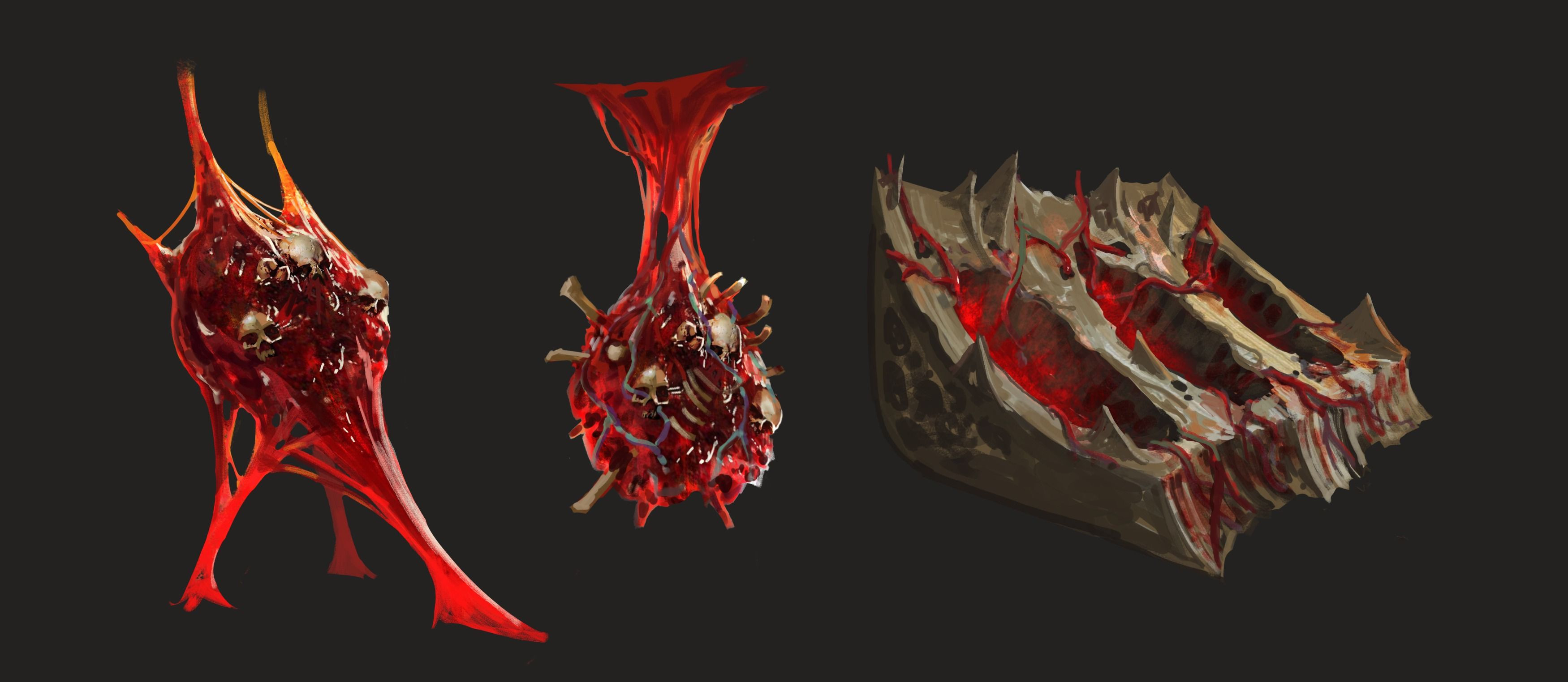 Some ooey blood clot props, and a type of birthing chamber