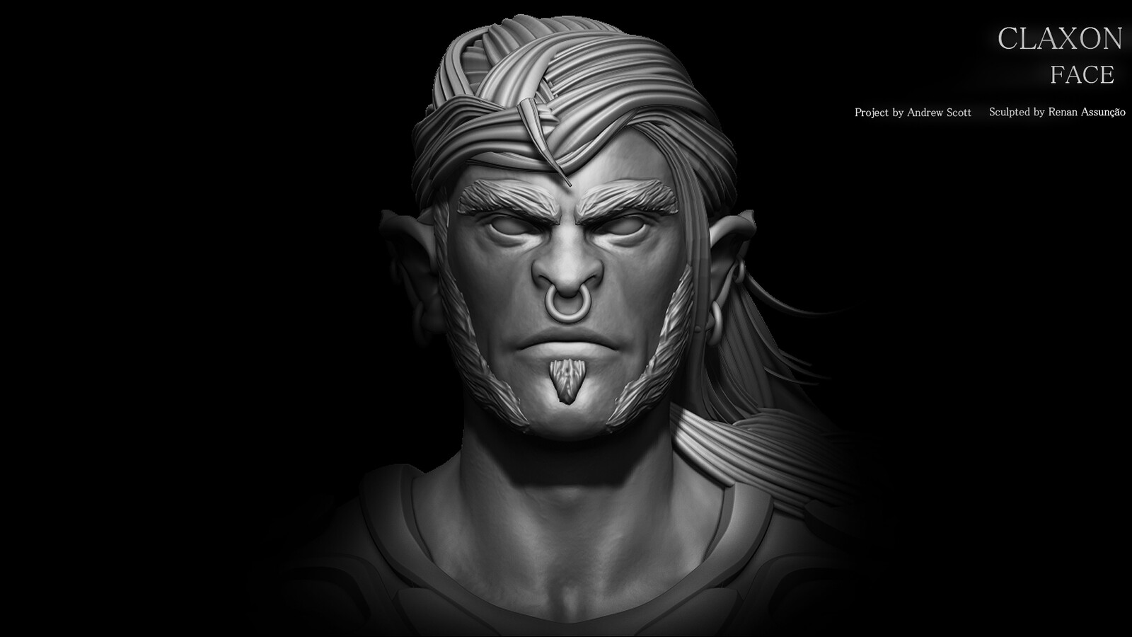 HEAD:
In particular in this model I choose to create the head as do initial, I make this decision in some of the models, when it comes to a mesh of hair or beard more specific. and saved in a ztl file, just when the body is blocked.
