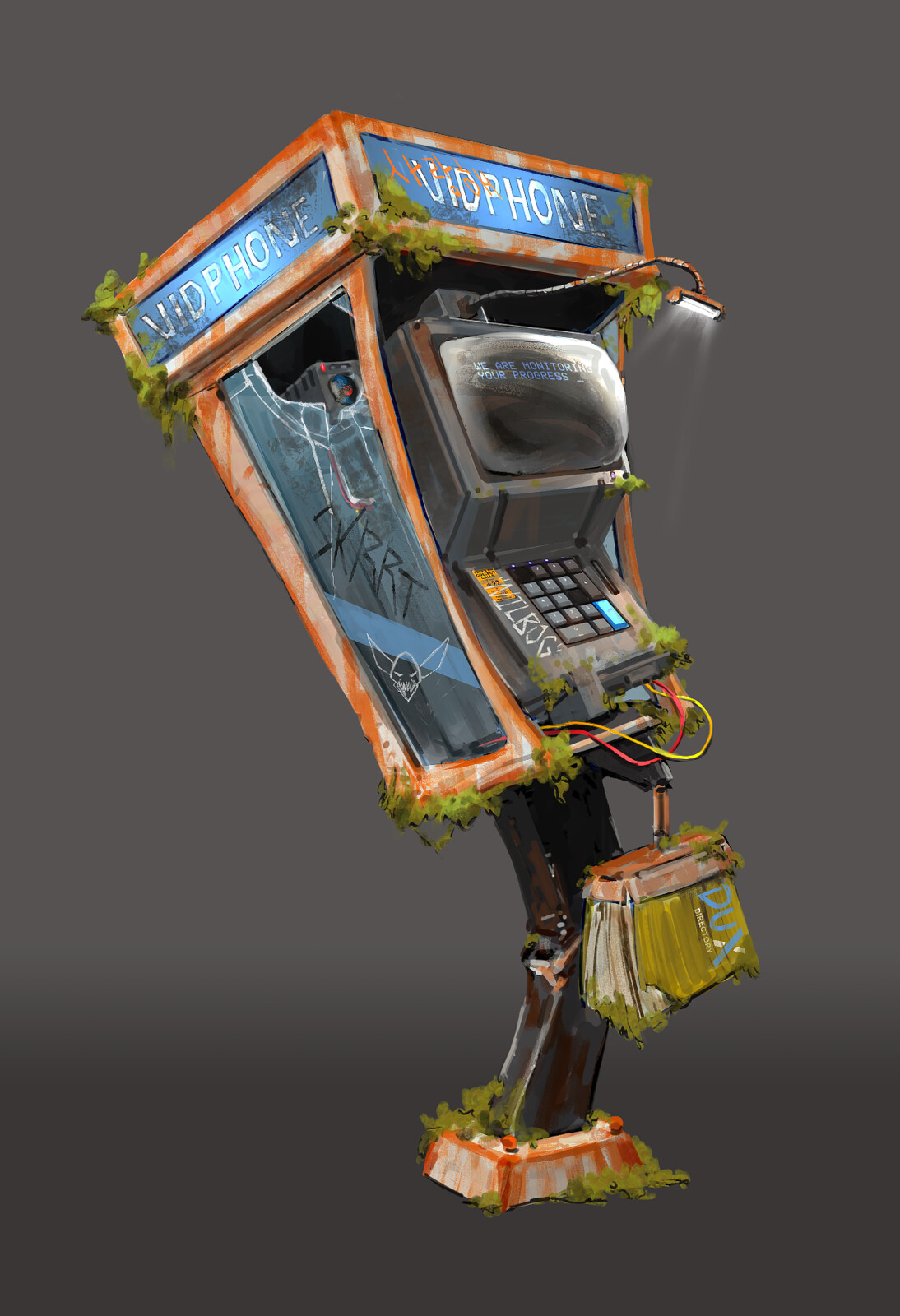 First sketch I did for the project. We wanted to start small and work our way up in the environments, so we started with a simple prop to get an idea of how this alternate-timeline Seattle worked