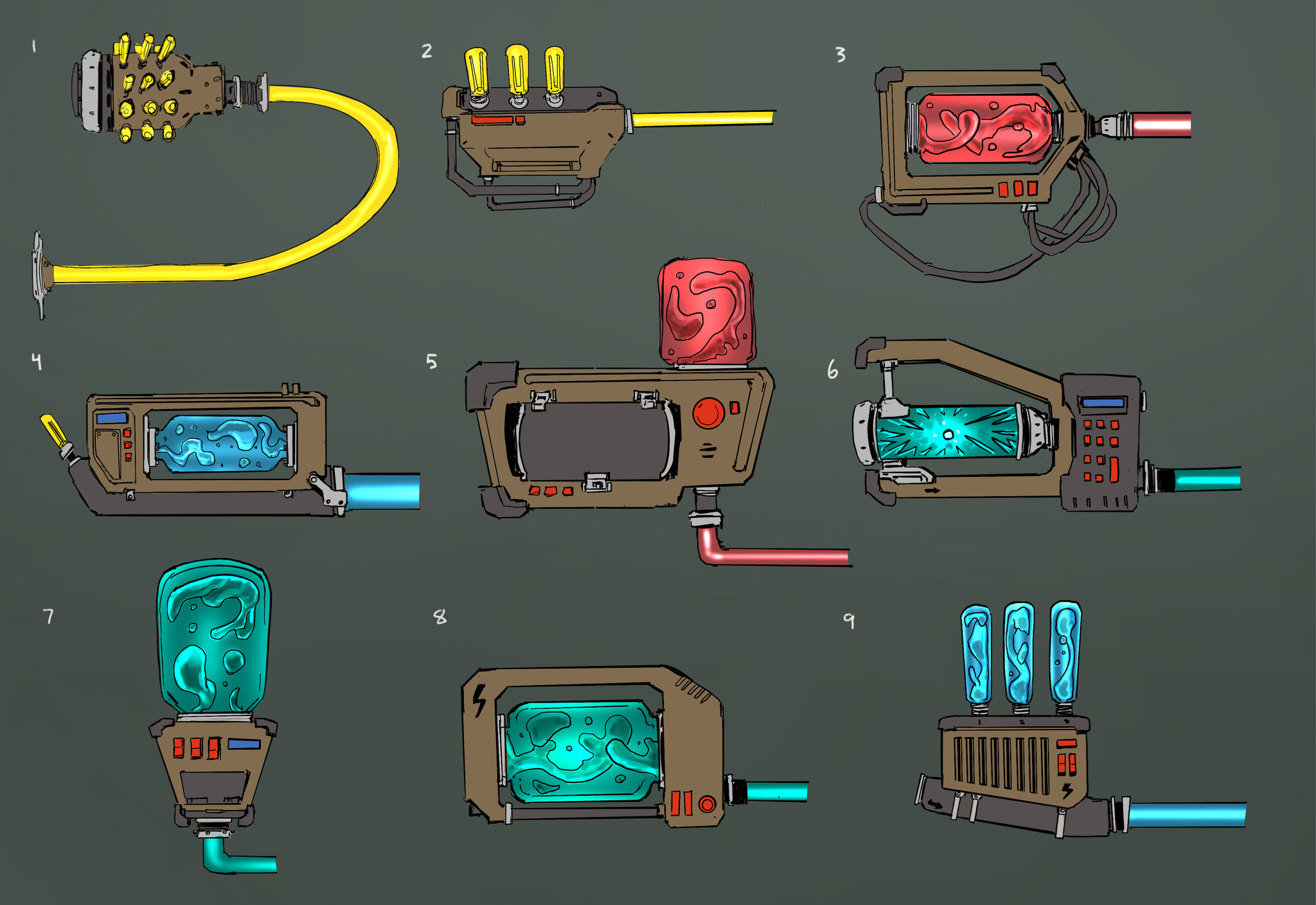 Early on, the vision for the game was to have neon all over, and one of the ways we went about that was making the neon a power-source that's using energy from the Monster's dimension. This ended up tying in with the backstory of Frankenstein.