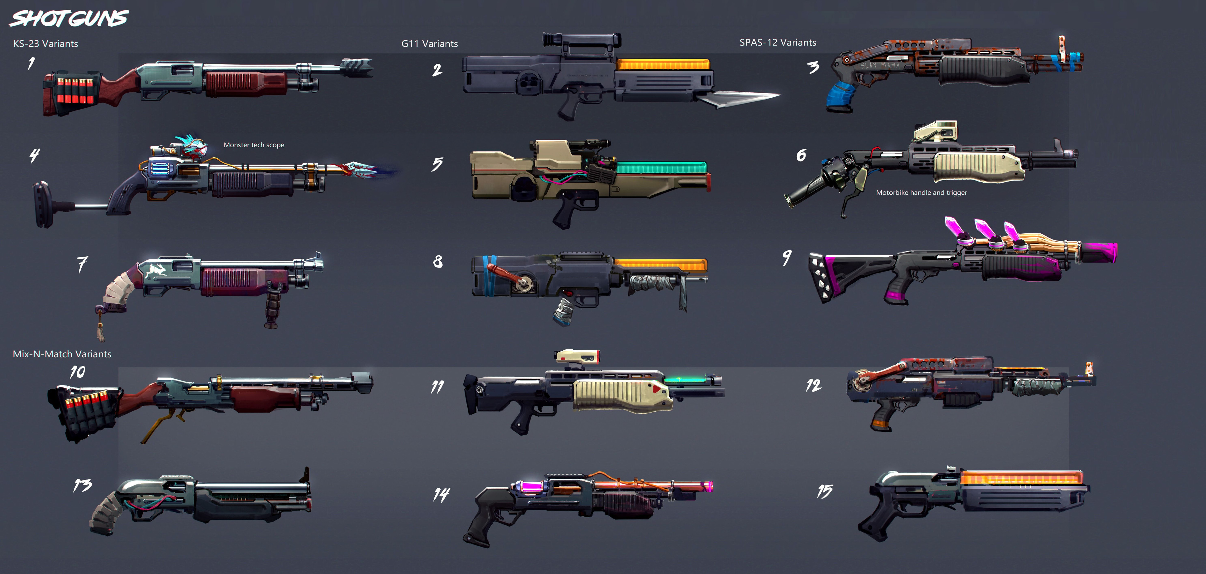 Some post-apoc shotguns, tried my best to make them look like scrapped together version of weapons that were from the era (80s)