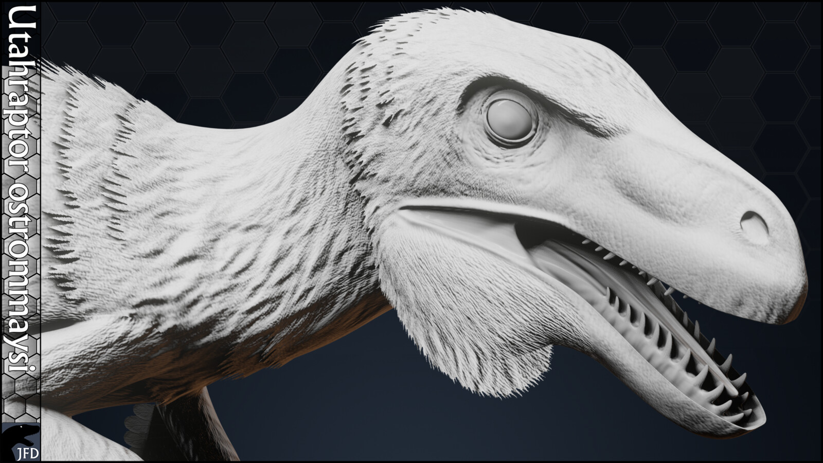 Utahraptor ostrommaysi head normal map render.