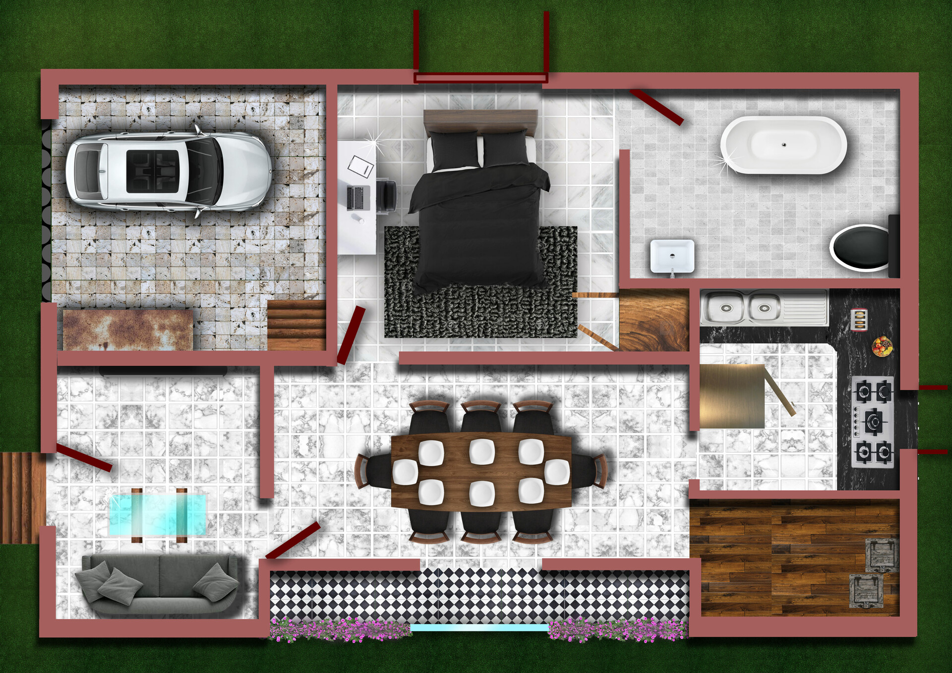 Artstation 1bhk House Floor Plan Saptadeep Chowdhury