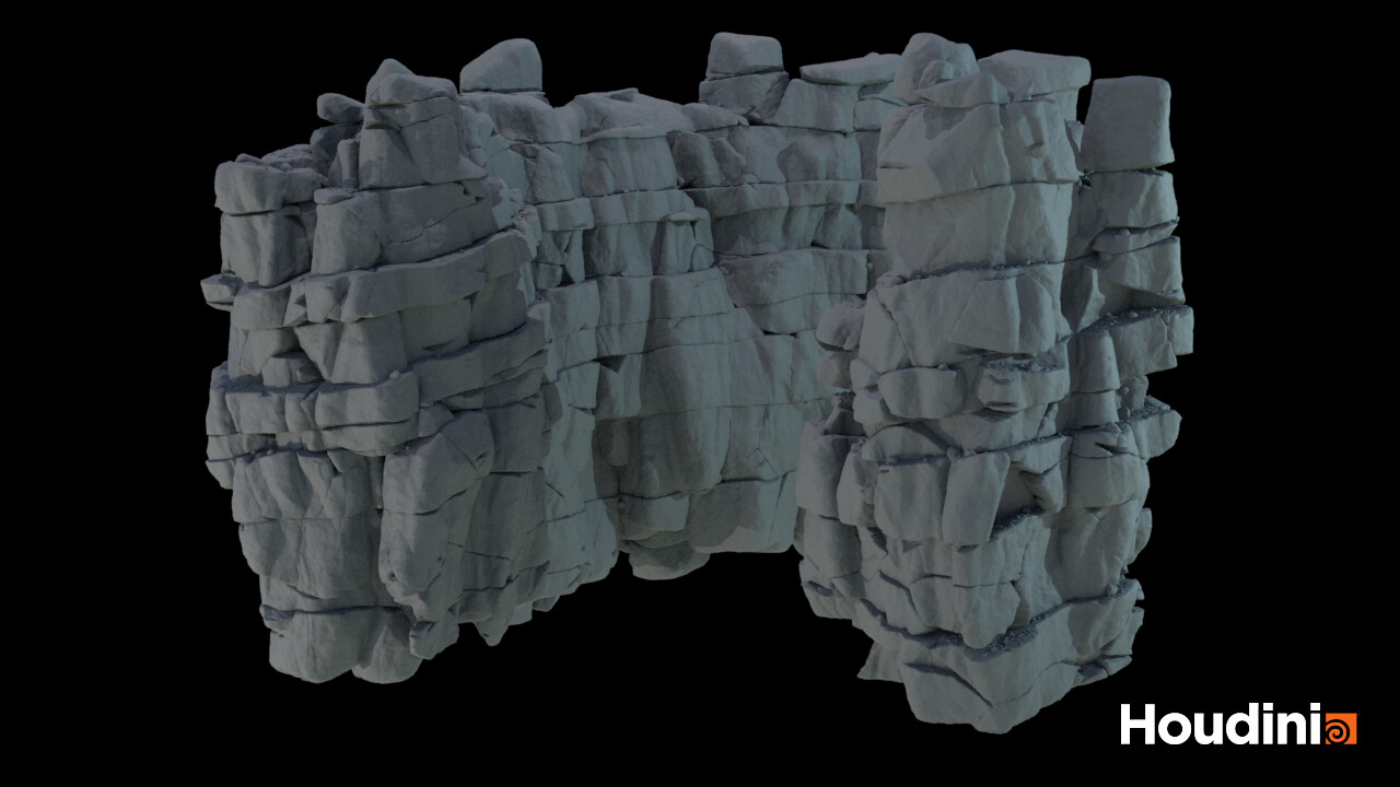 The tool is capable of generating either rock walls along a spline or singular columns depending on the type selected. 