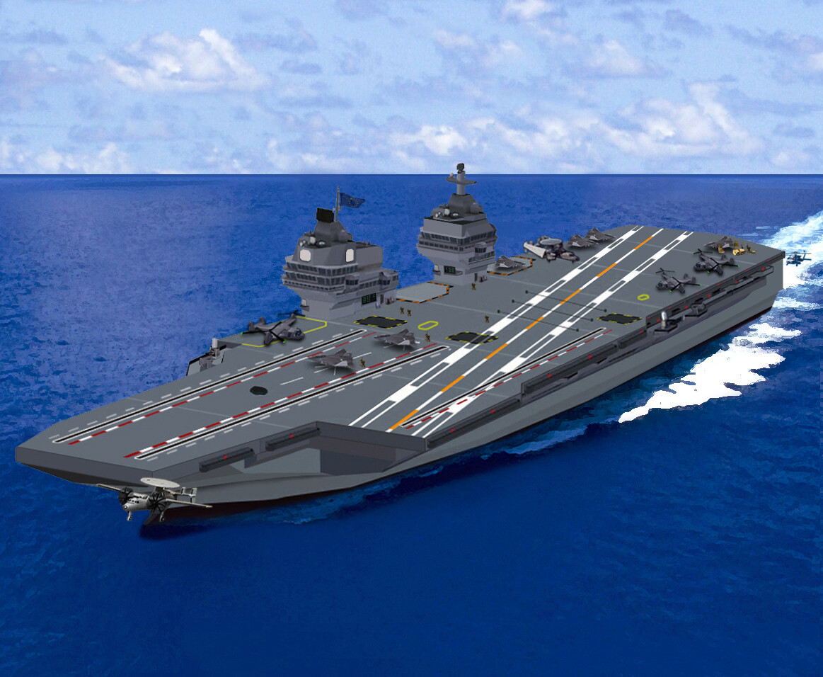 2035 - the latest EU aircraft carrier, jointly operated by France, Germany, the Netherlands, Belgium, Italy and Spain, on patrol in the Northern Atlantic