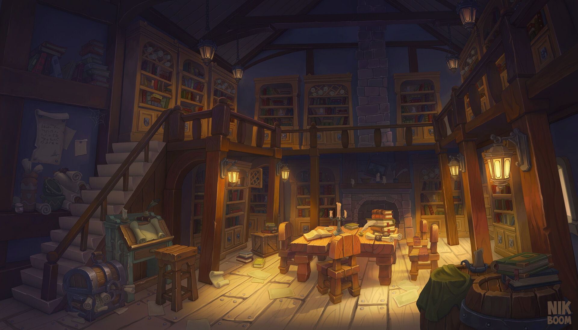 ArtStation The medieval library & props