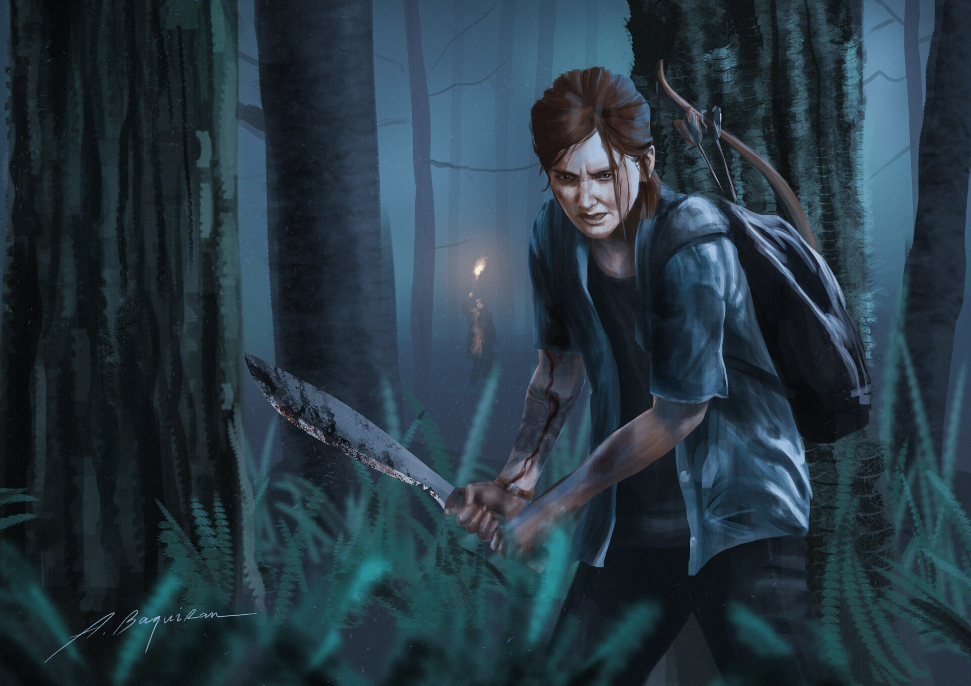 Download Ellie's Brave Struggle in The Last Of Us Wallpaper