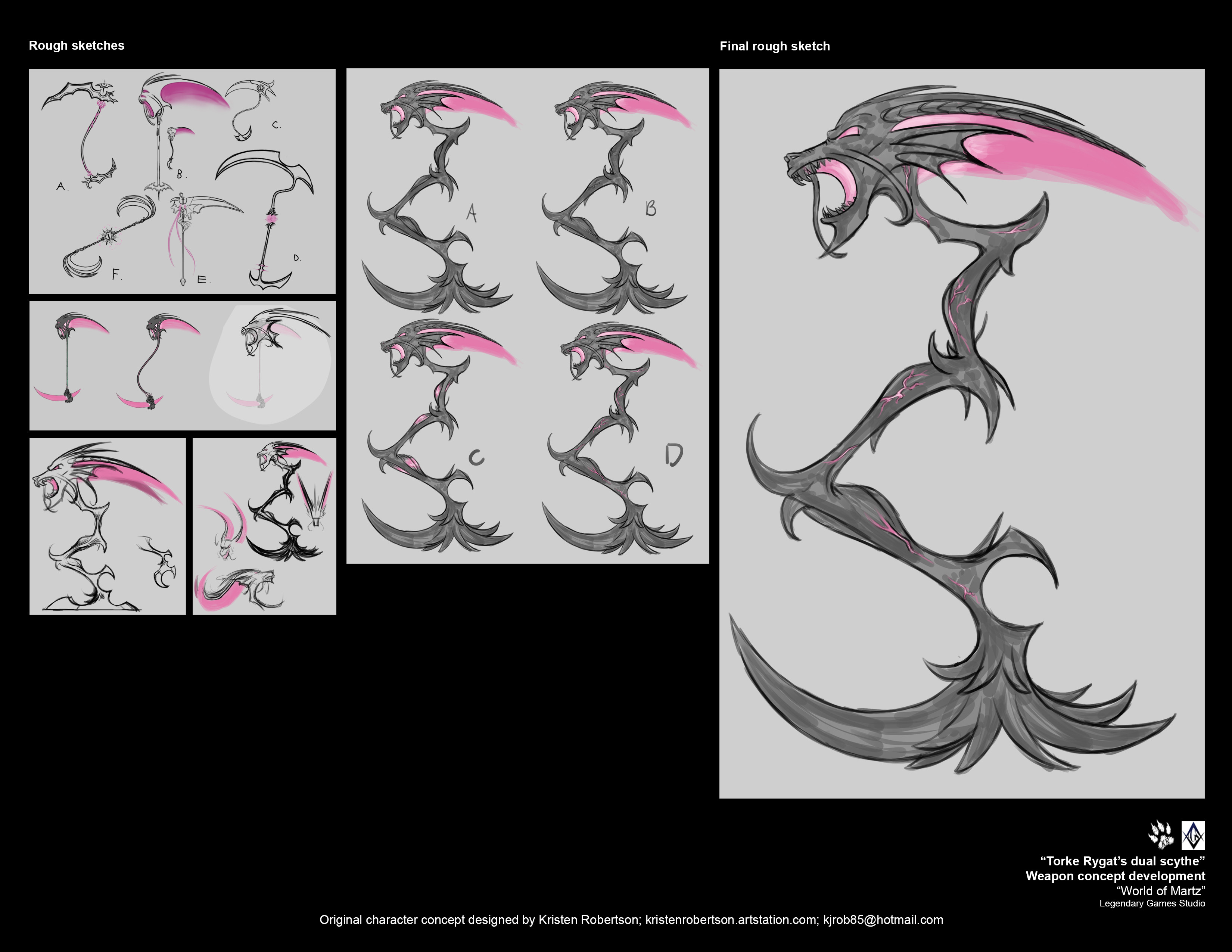 Visual development for "Cuddles"; Torke Rygat's living weapon and guardian minion.