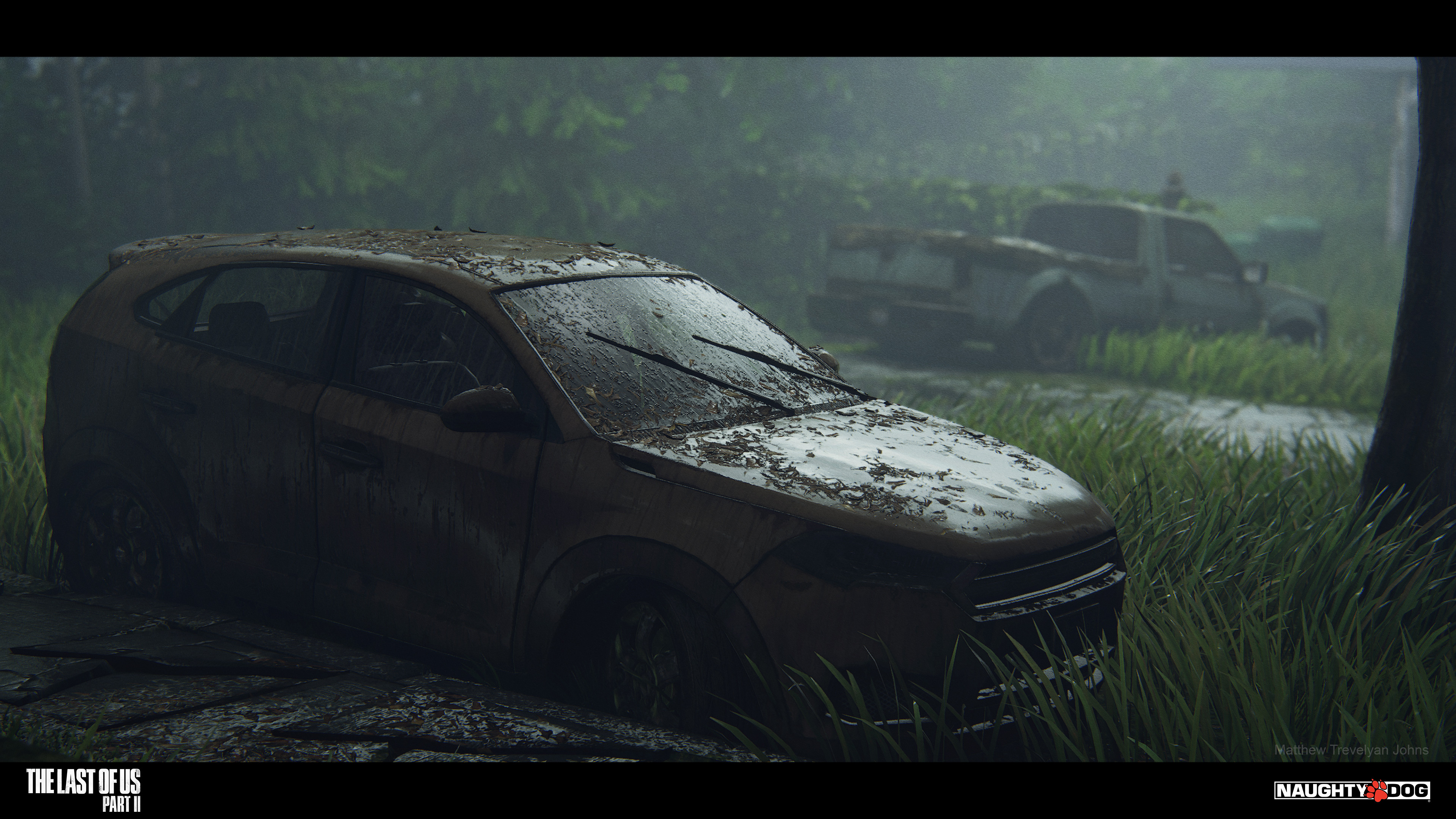 Bethany Lo did an incredible job lighting these areas, using cubemaps to help the vehicle shaders really pop. My buddy Tyler Moore also worked hard to create additional 'leaf kits' for vehicles like this one, that was parked under a tree