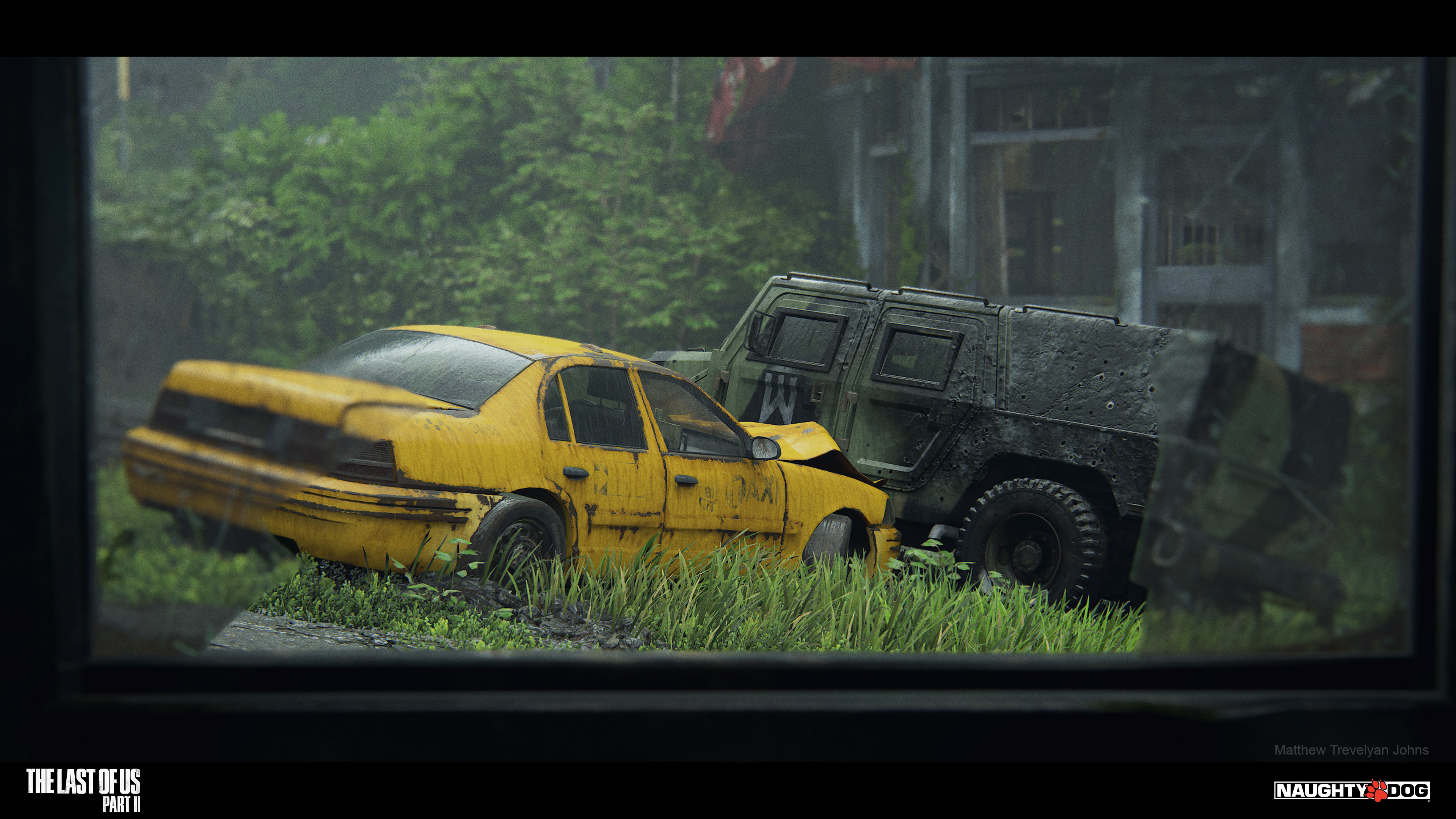 This military vehicle is using the 'WLF + wetness' look that I developed, the camouflage pattern was based on some really cool concepts, it also uses my 'battle-damage' shader look, which allowed me to paint bullet holes and burn damage where needed