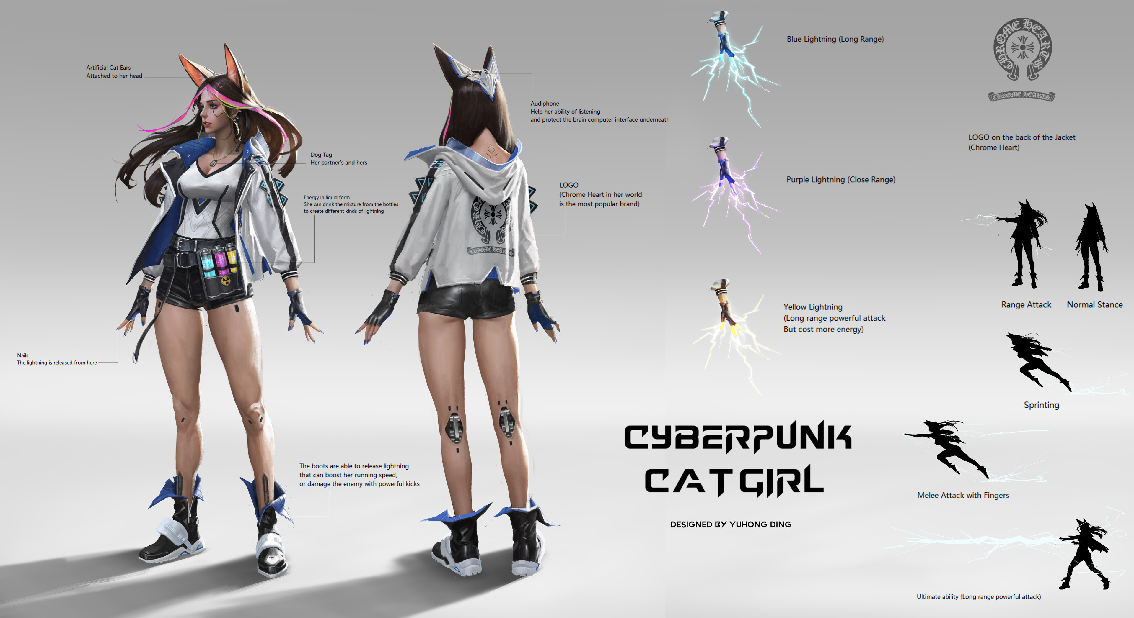 Cyberpunk girl and the cat фото 35