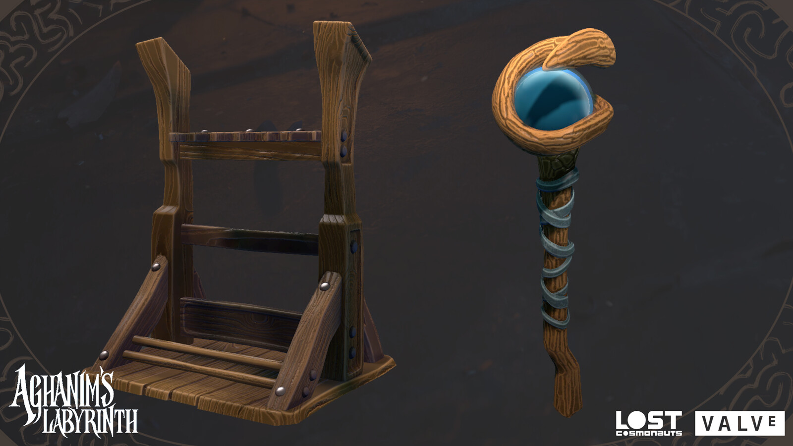 Recreations of a Dota 2 weapon rack asset and the Staff of Wizardry item.