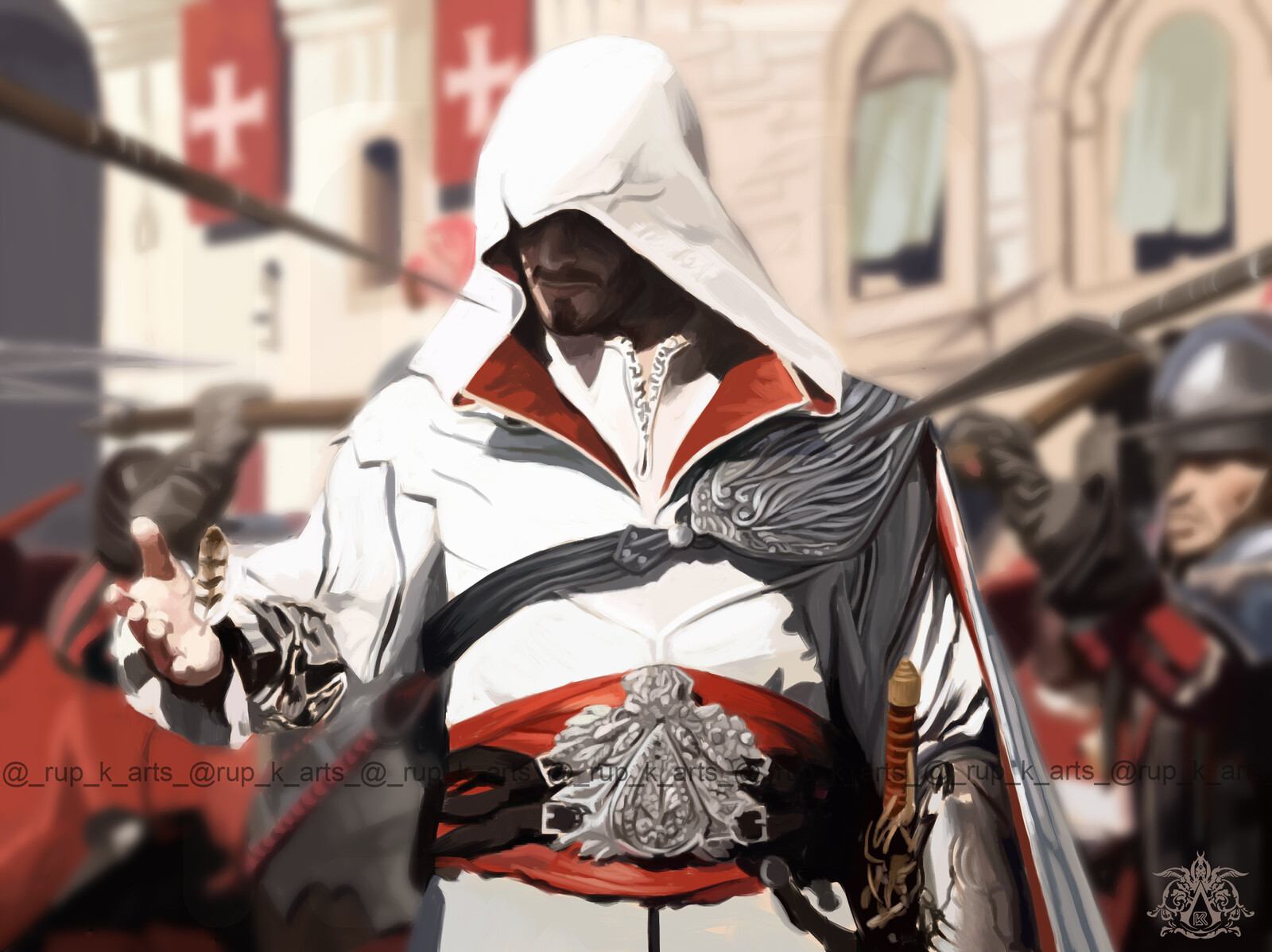 Assassin's Creed Brotherhood Ezio Face Artstation Ezio Auditore Assassins Creed Brotherhood Rup K Arts artstation