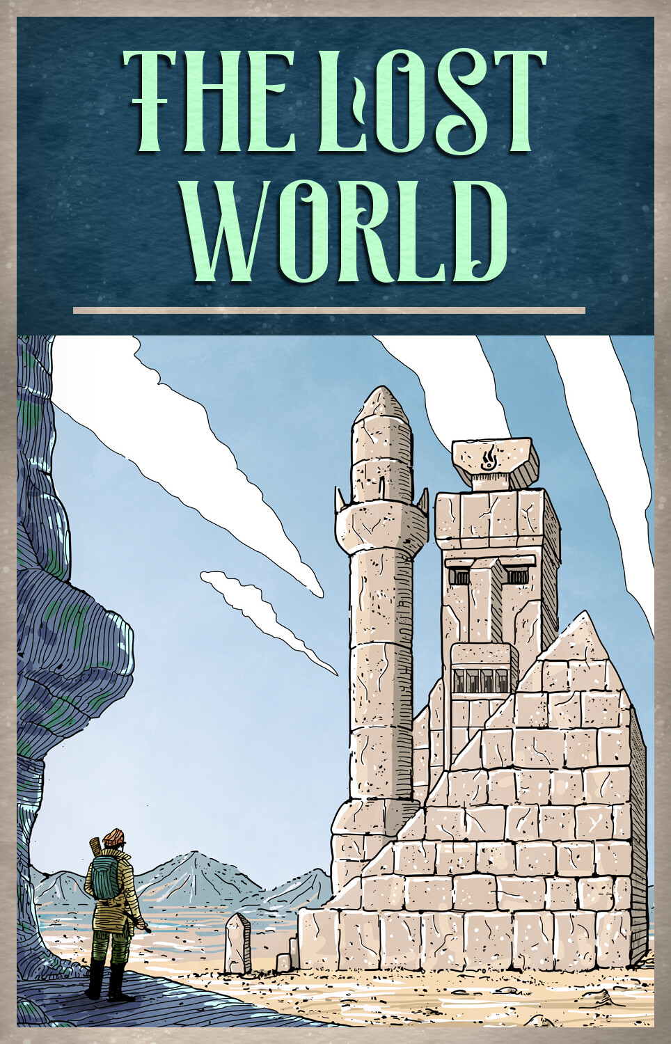 The lost world illustration sci-fi book cover illustration