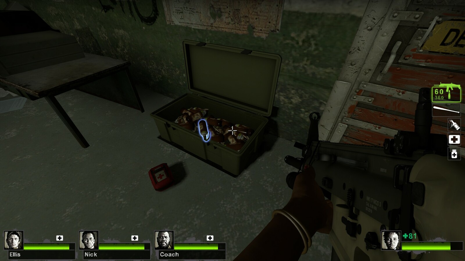 The third safe house has upgraded weaponry and supplies found from the previous level. 