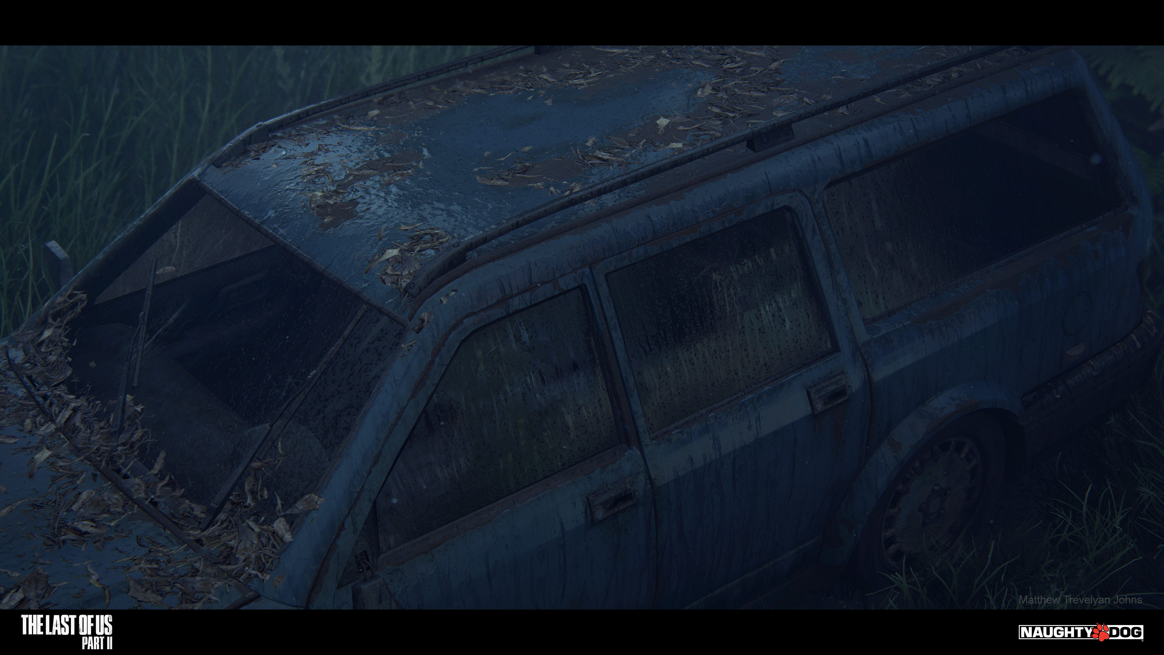This station wagon featured in the 2018 E3 demo, Ellie slid across the bonnet (hood for my American friends) as the windscreen was shot out, this was one of the first vehicles I really felt I'd come close to establishing the final wetness look on
