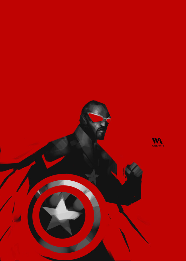 Artstation Falcon Captain America Sketch Red Background Series Huy Dinh