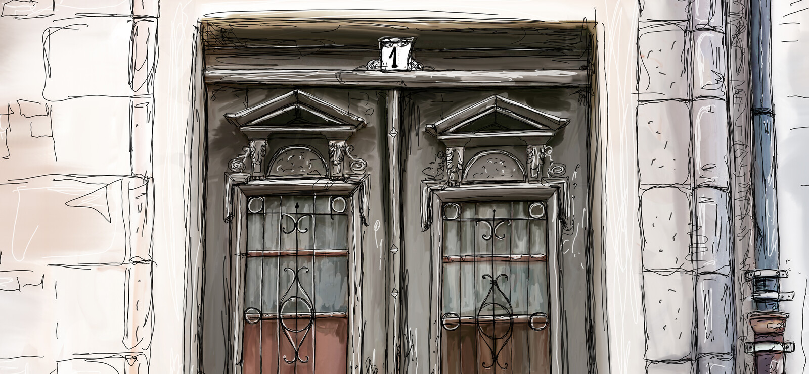 close-up top of the door